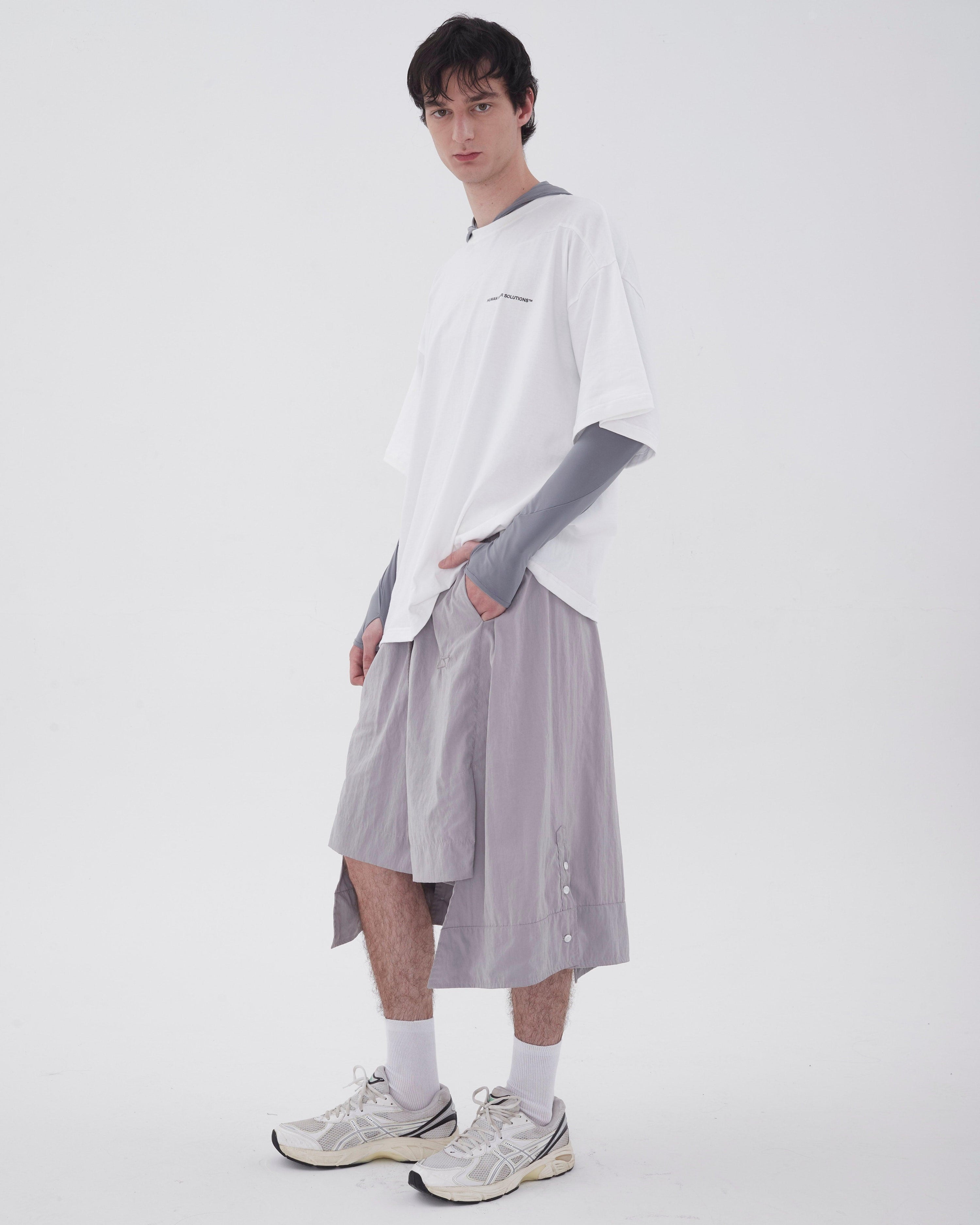 Deconstructed Shirt-Shorts in Grey