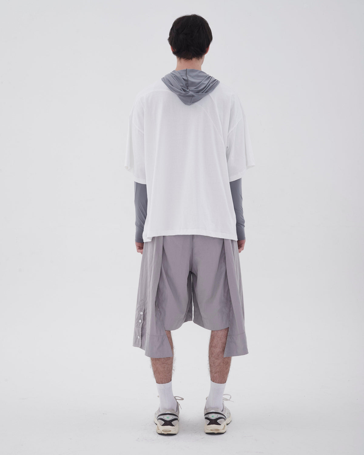 Deconstructed Shirt-Shorts in Grey