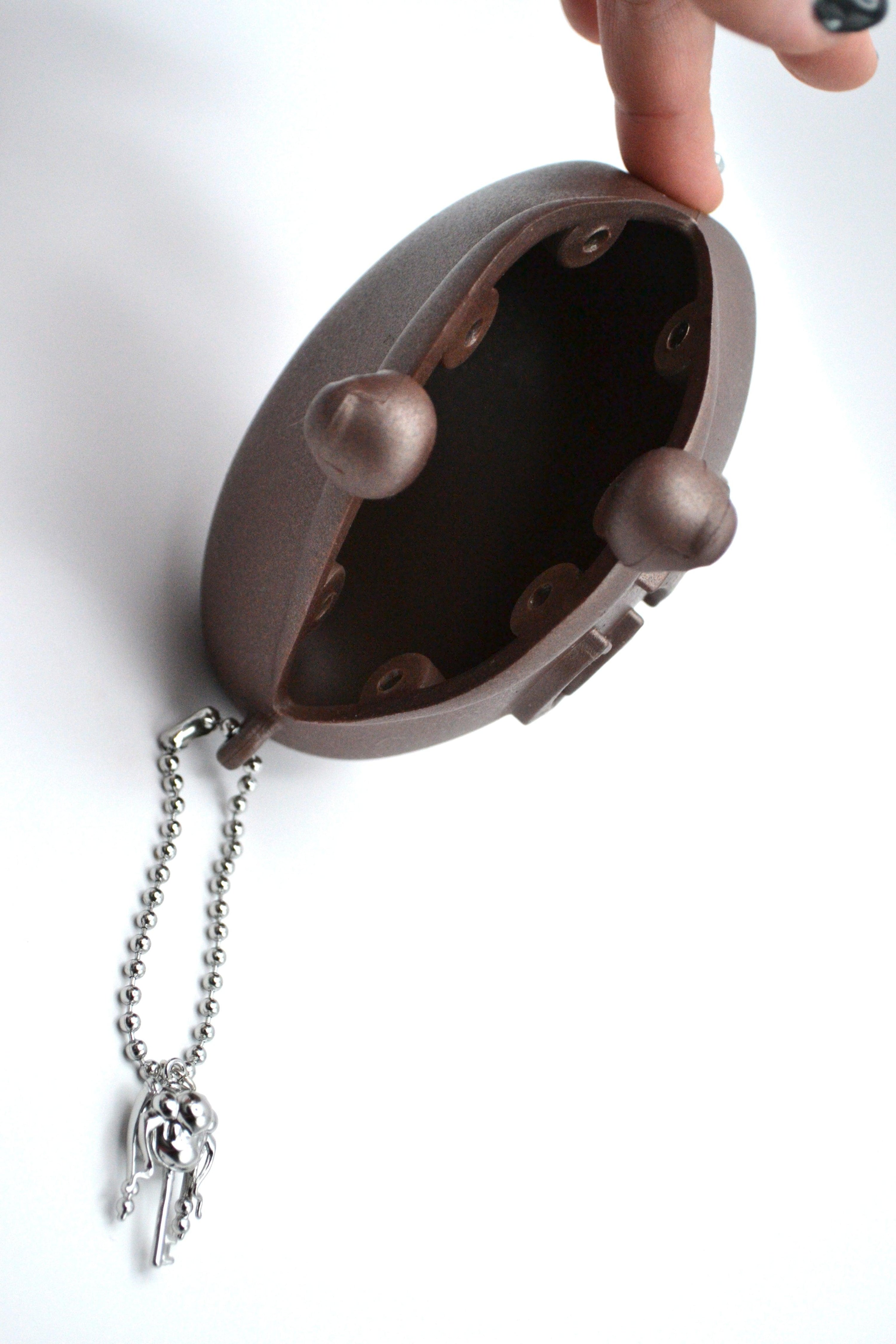 Mini Coin Purse in Metallic Brown