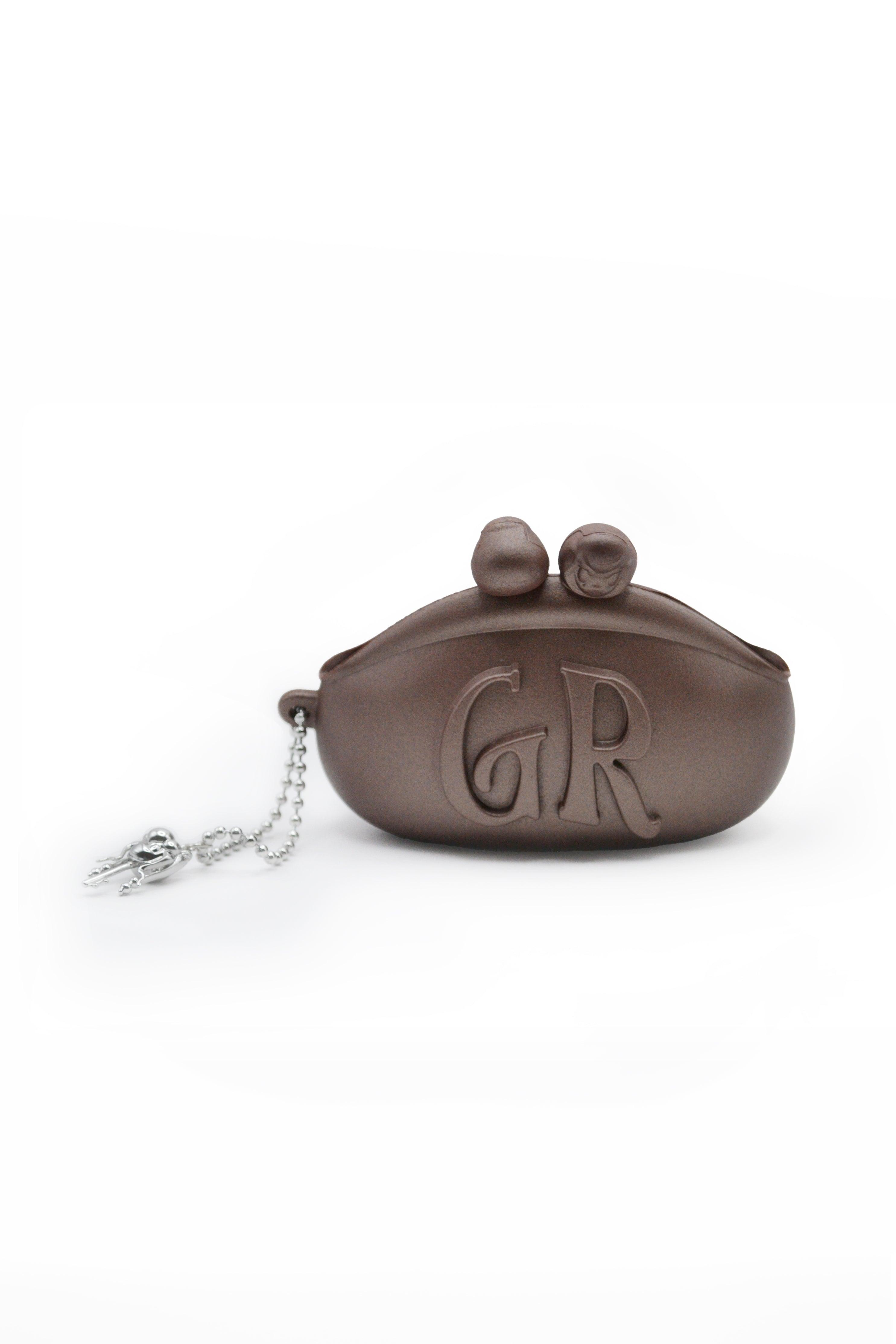 Mini Coin Purse in Metallic Brown