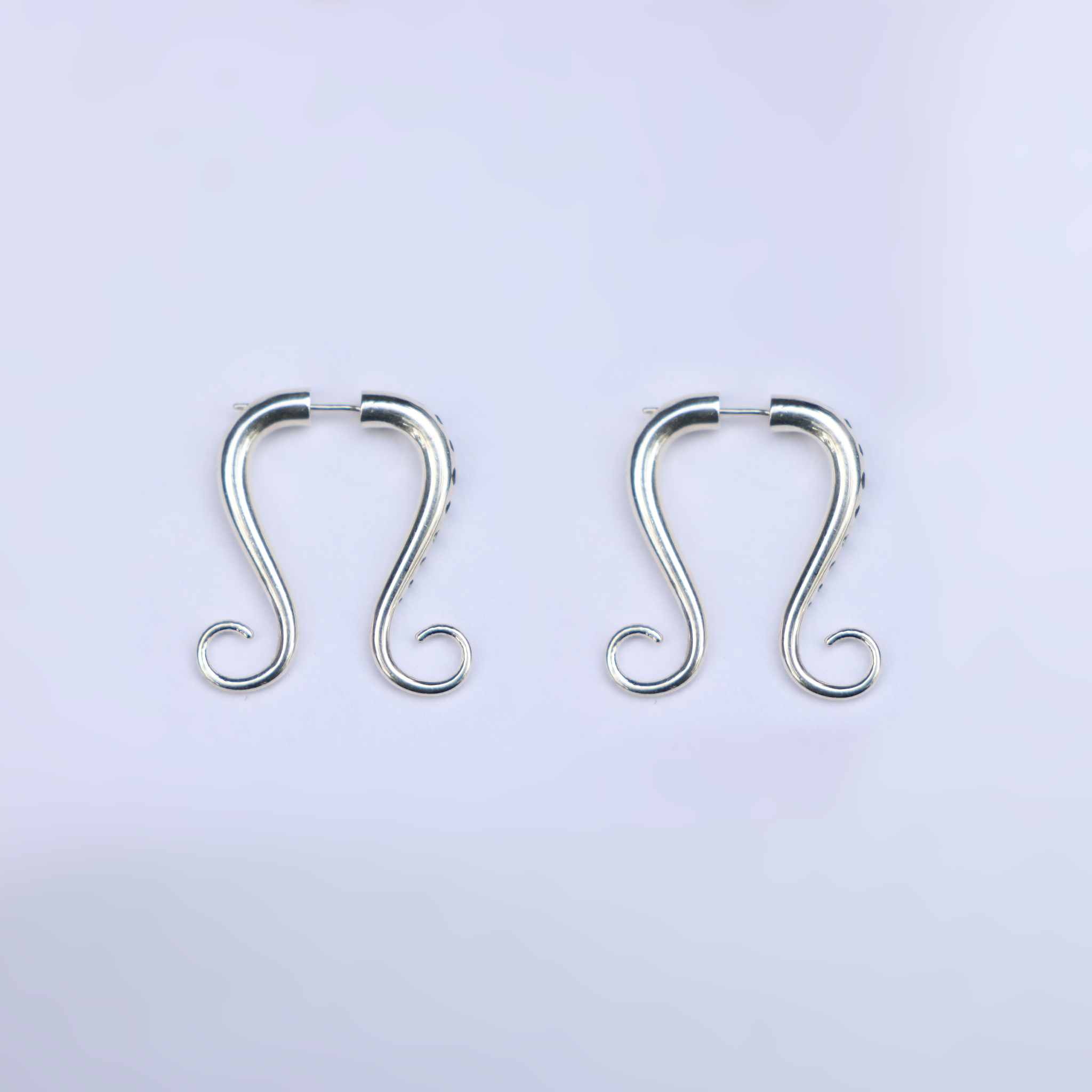Harp Earrings with Green Gems