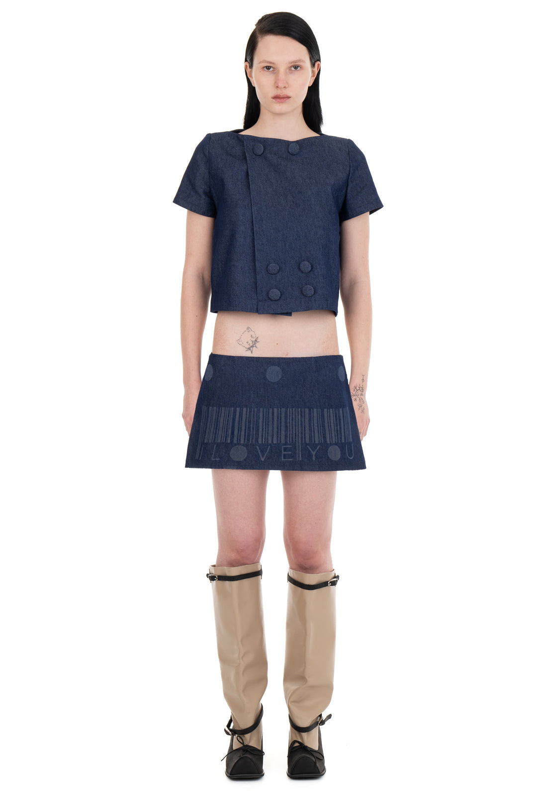 탈부착 가능한 슬리브 수트 재킷 데님