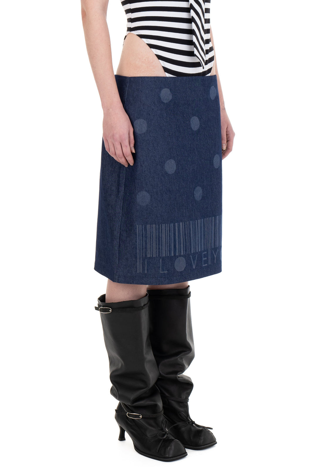 I Love You Denim Midi Skirt