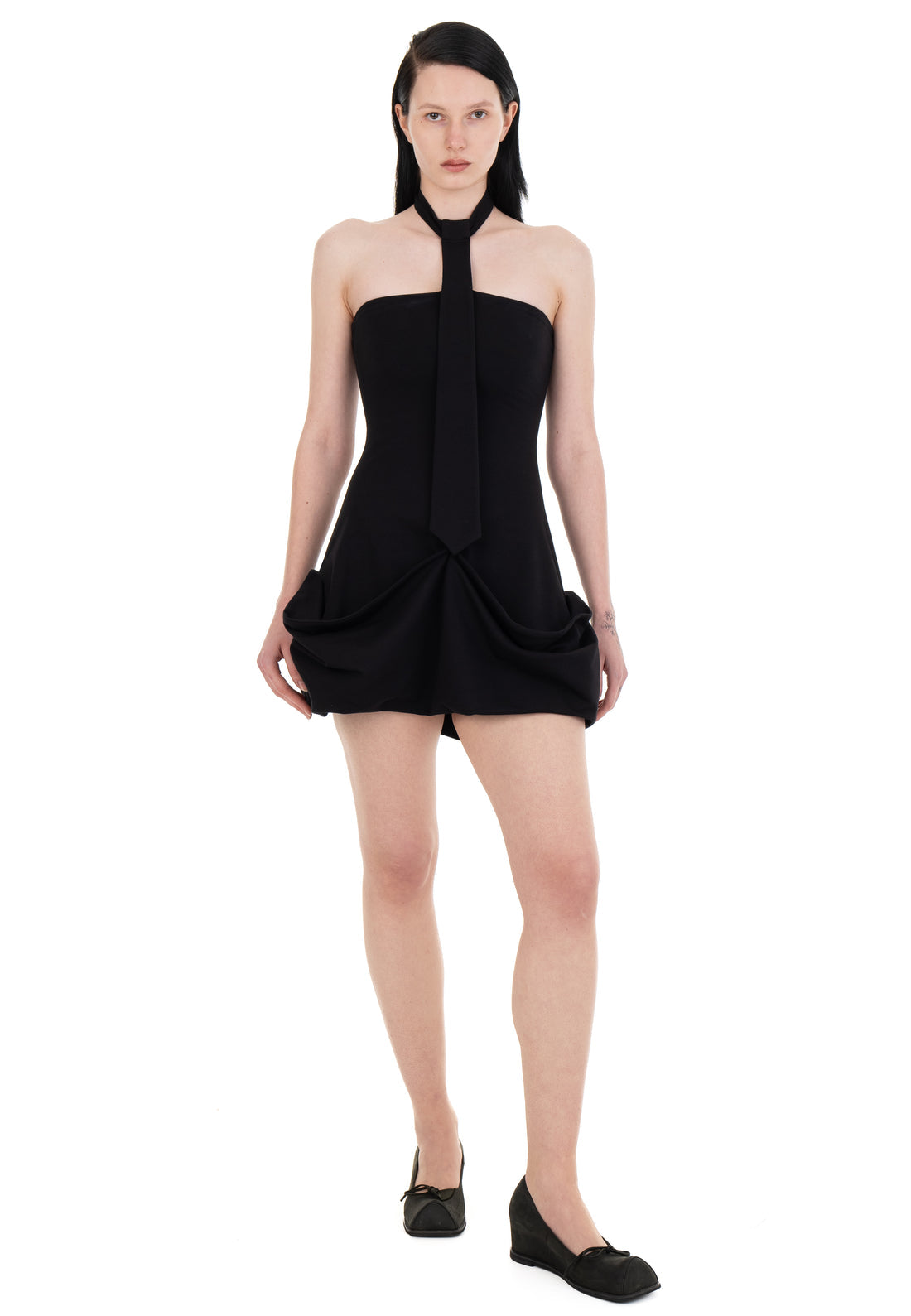 Necktie Draped Dress