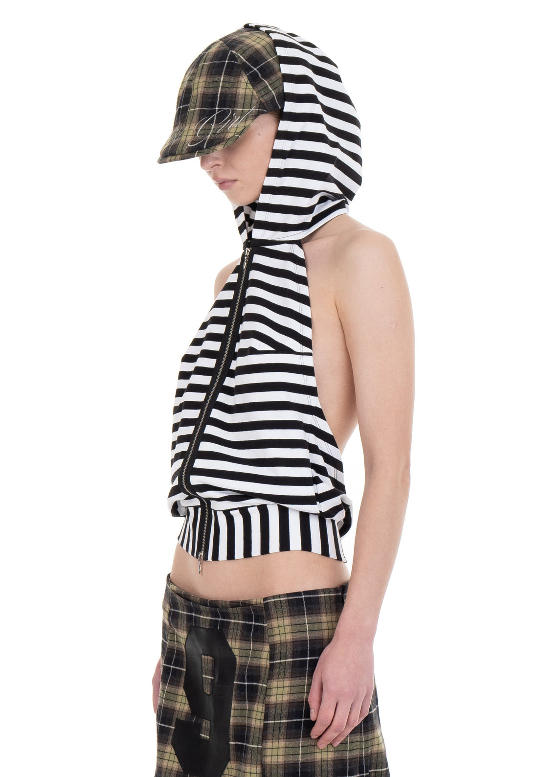 Backless Hood Top Striped