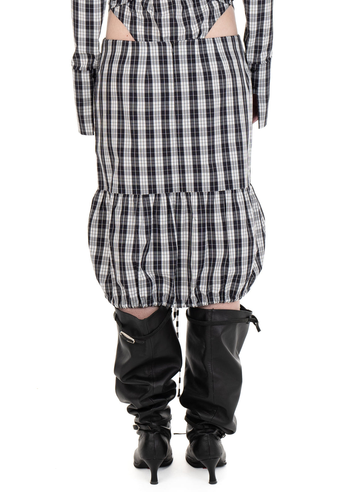 Lucky Girl Leather and Cotton Midi Skirt