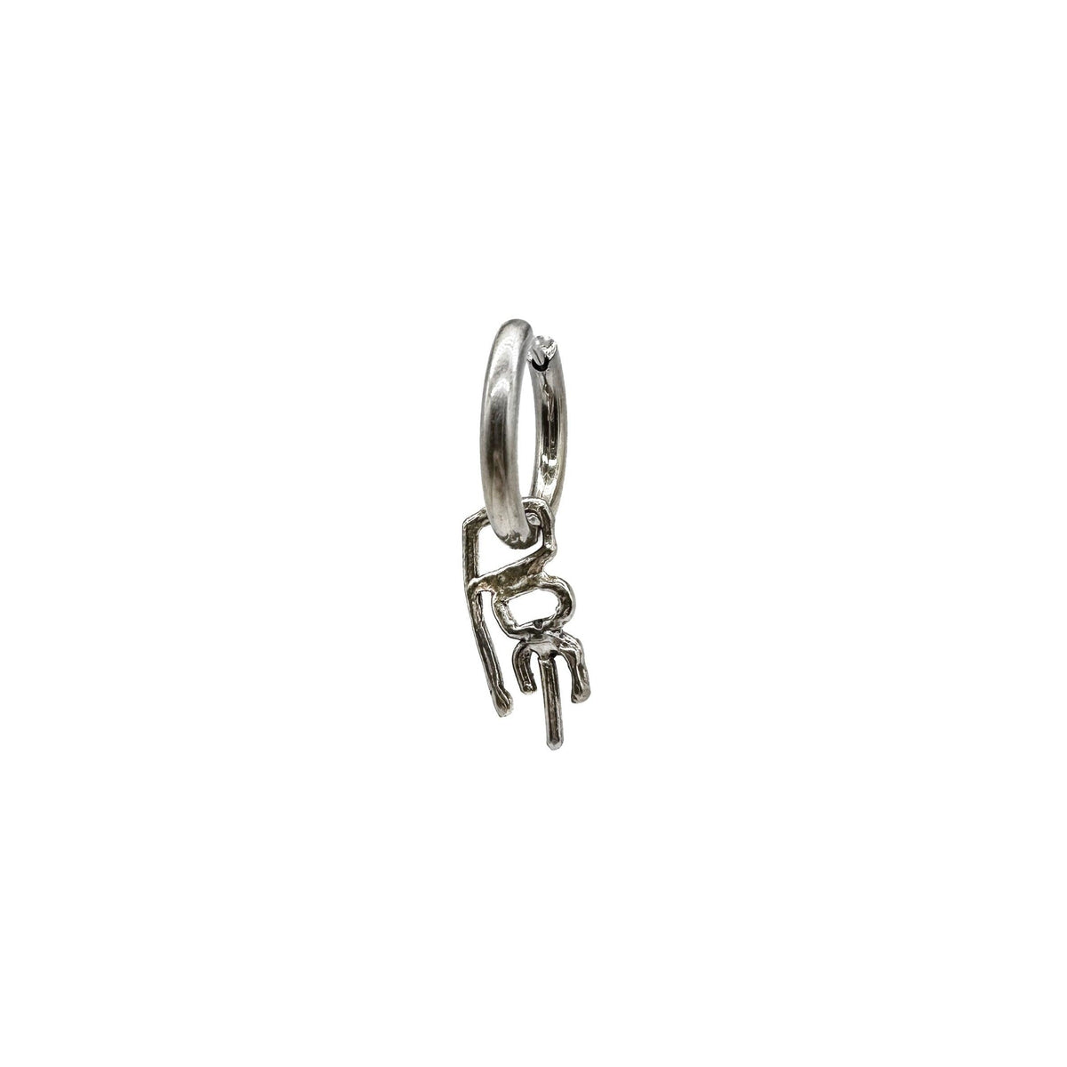 Fuck Hoop Single Earring in Sterling Silver