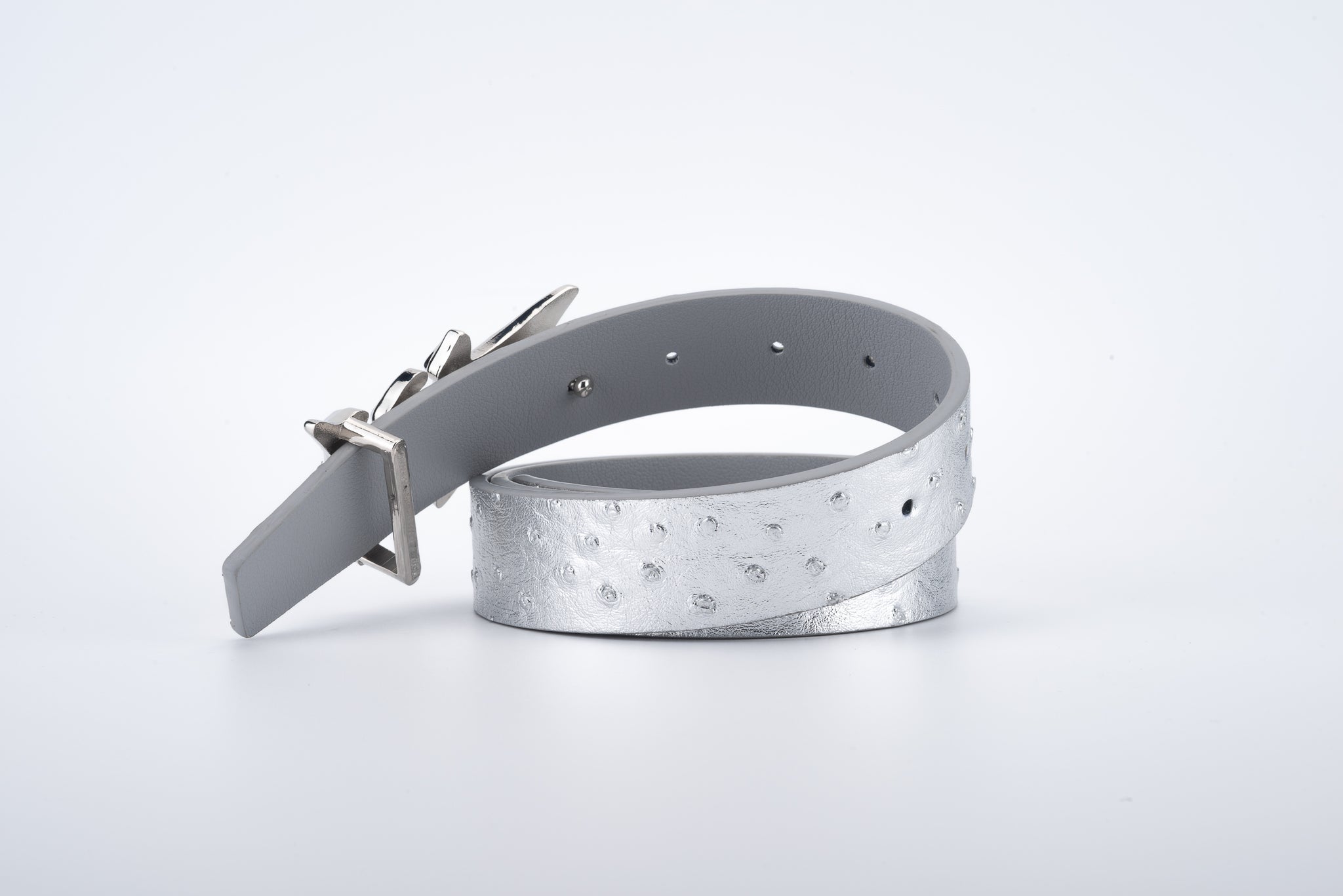 PILI Silver Leather Belt