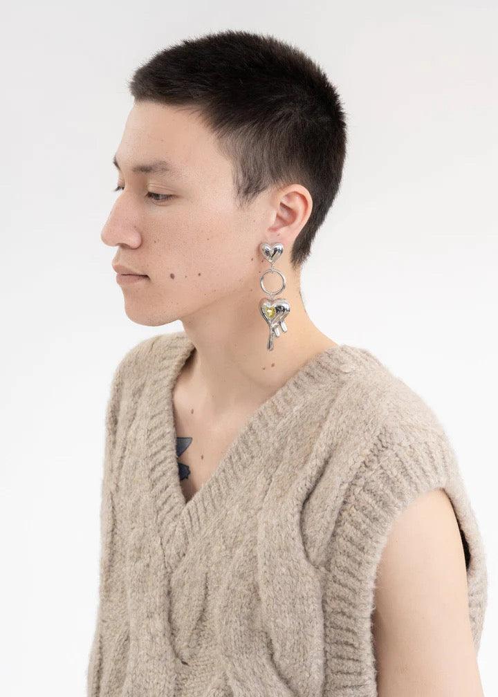 Schmelzender Herz-Ohrring – Zitrone