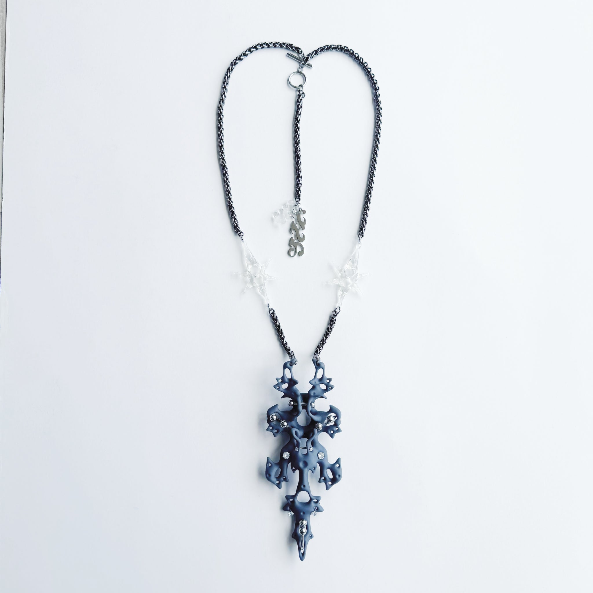 Matt Grey Hare Stars Necklace