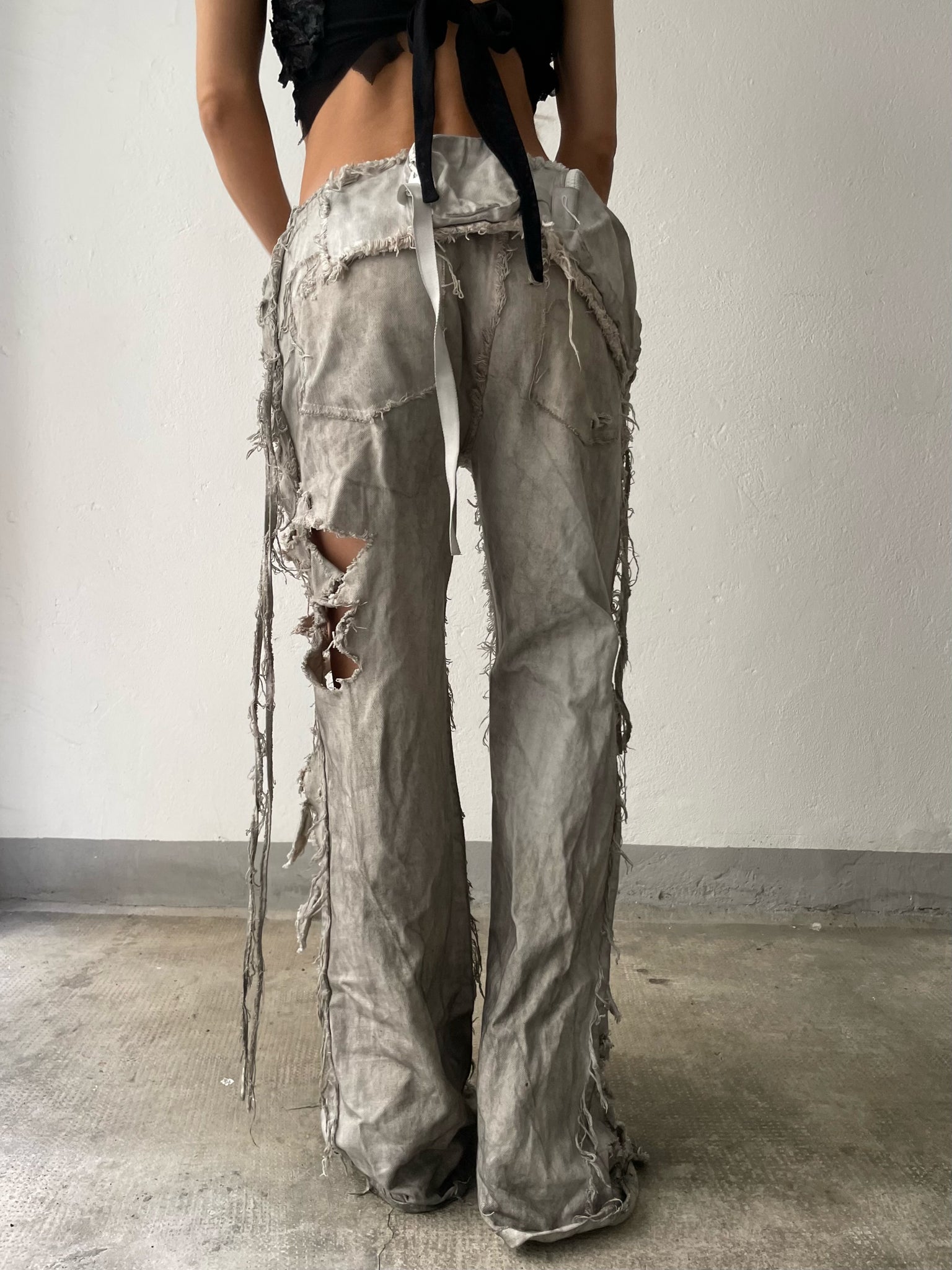 Cement Distressed Cargo Denim