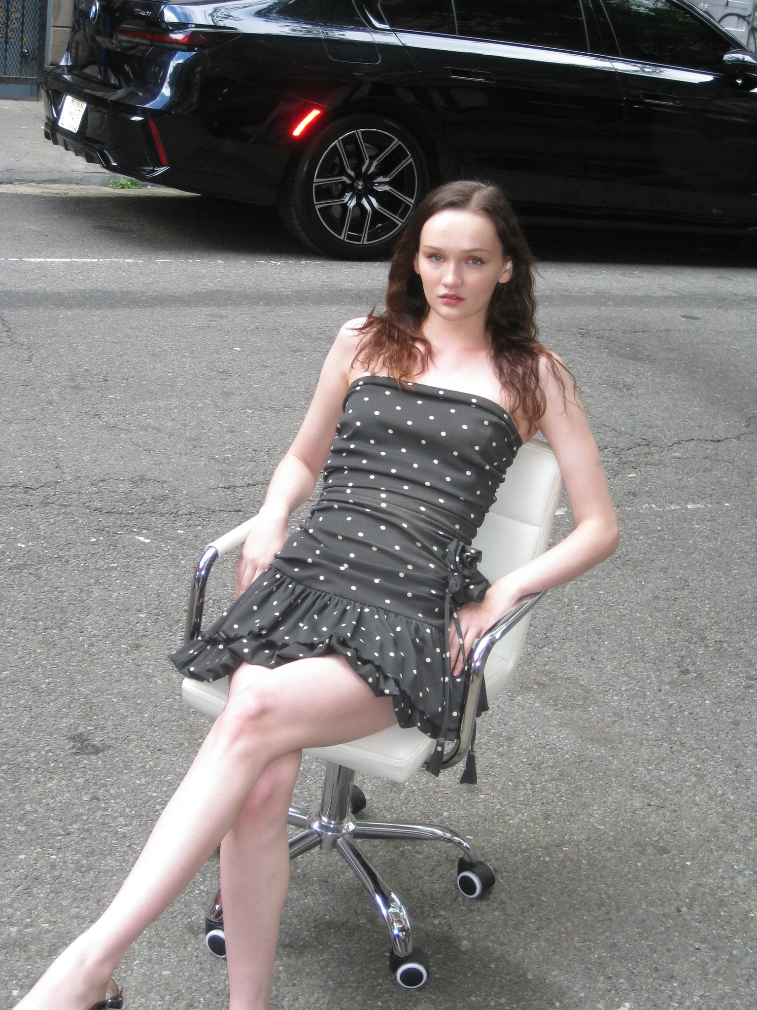 Midnight Polka Bloom Dress