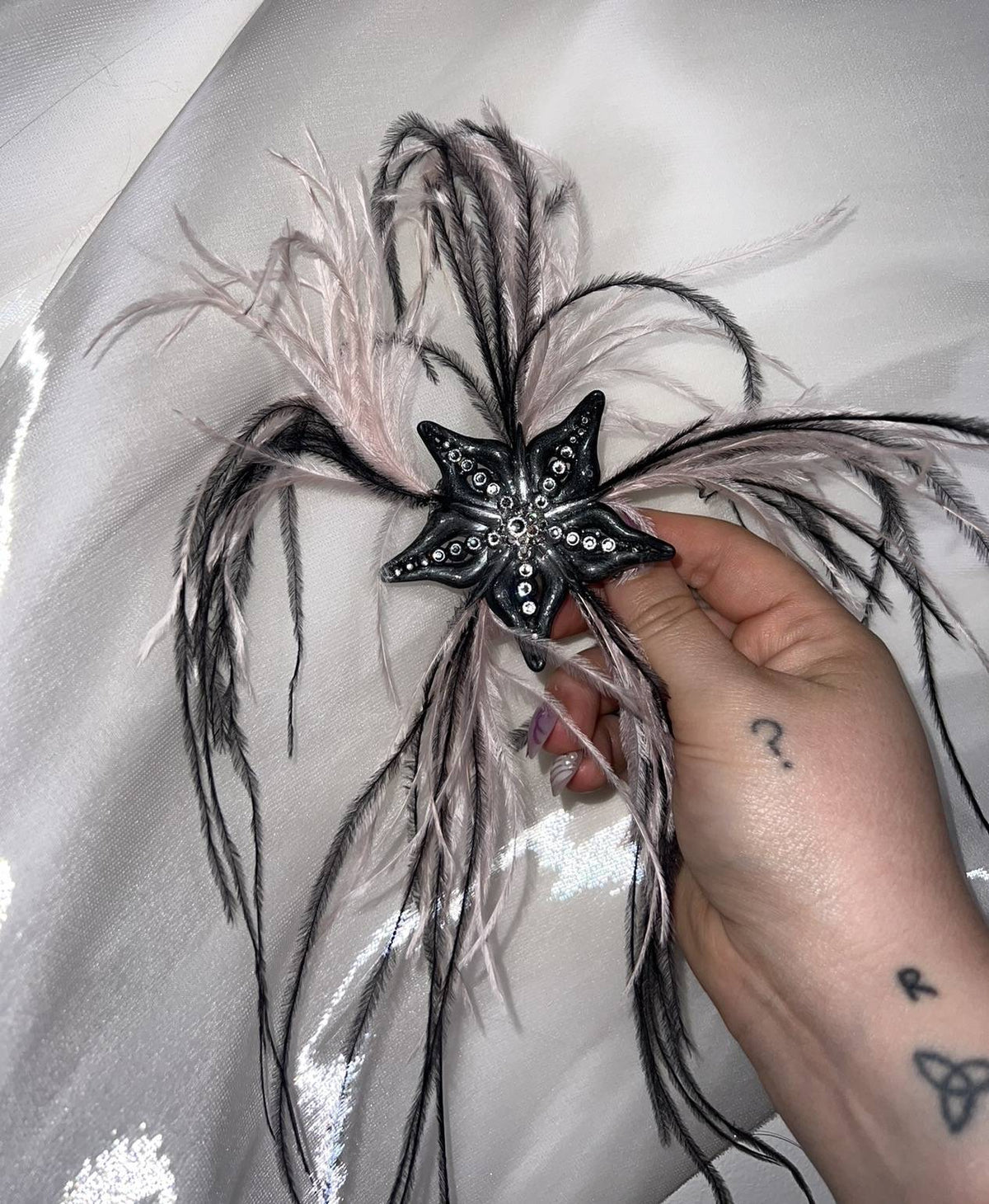 Black & Pink Ostrich Feather Clip