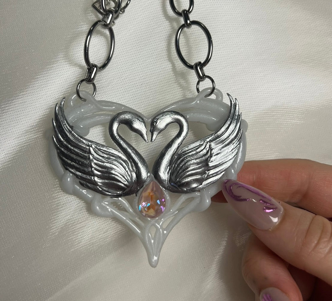 Twin Swan Necklace