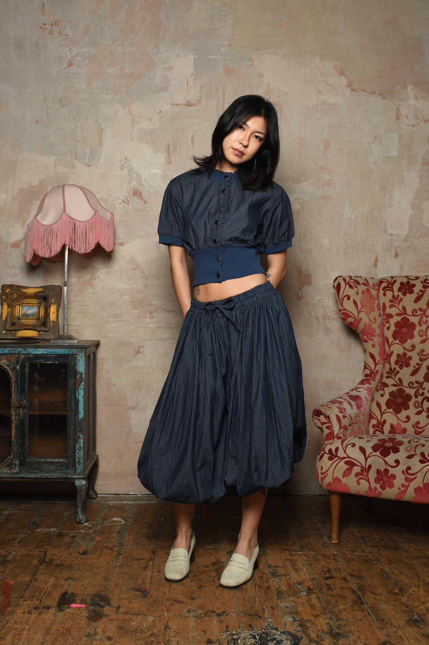 Denim Oshi Button Jacket Short Sleeves