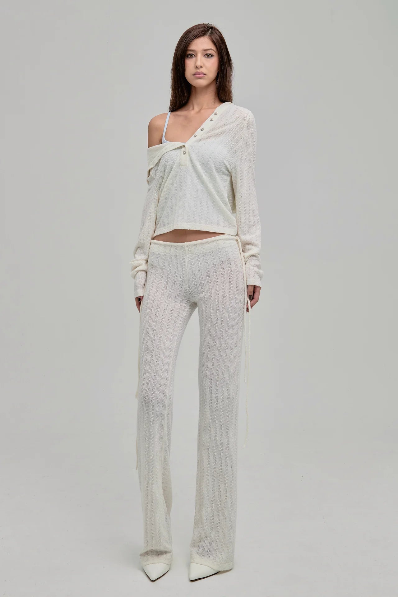 Dazed Knit Hoodie in Cream