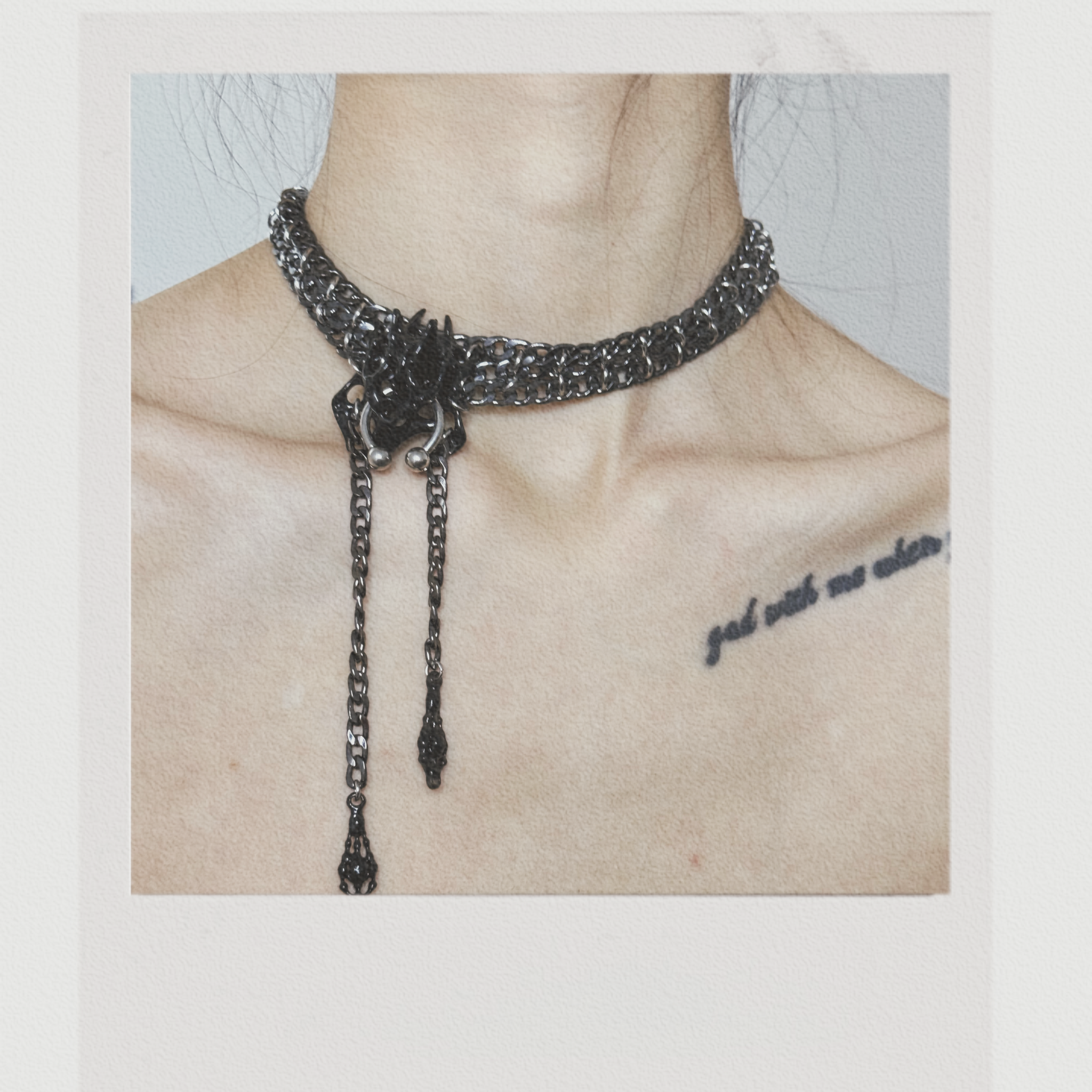 Knights Square Bone Chain Choker