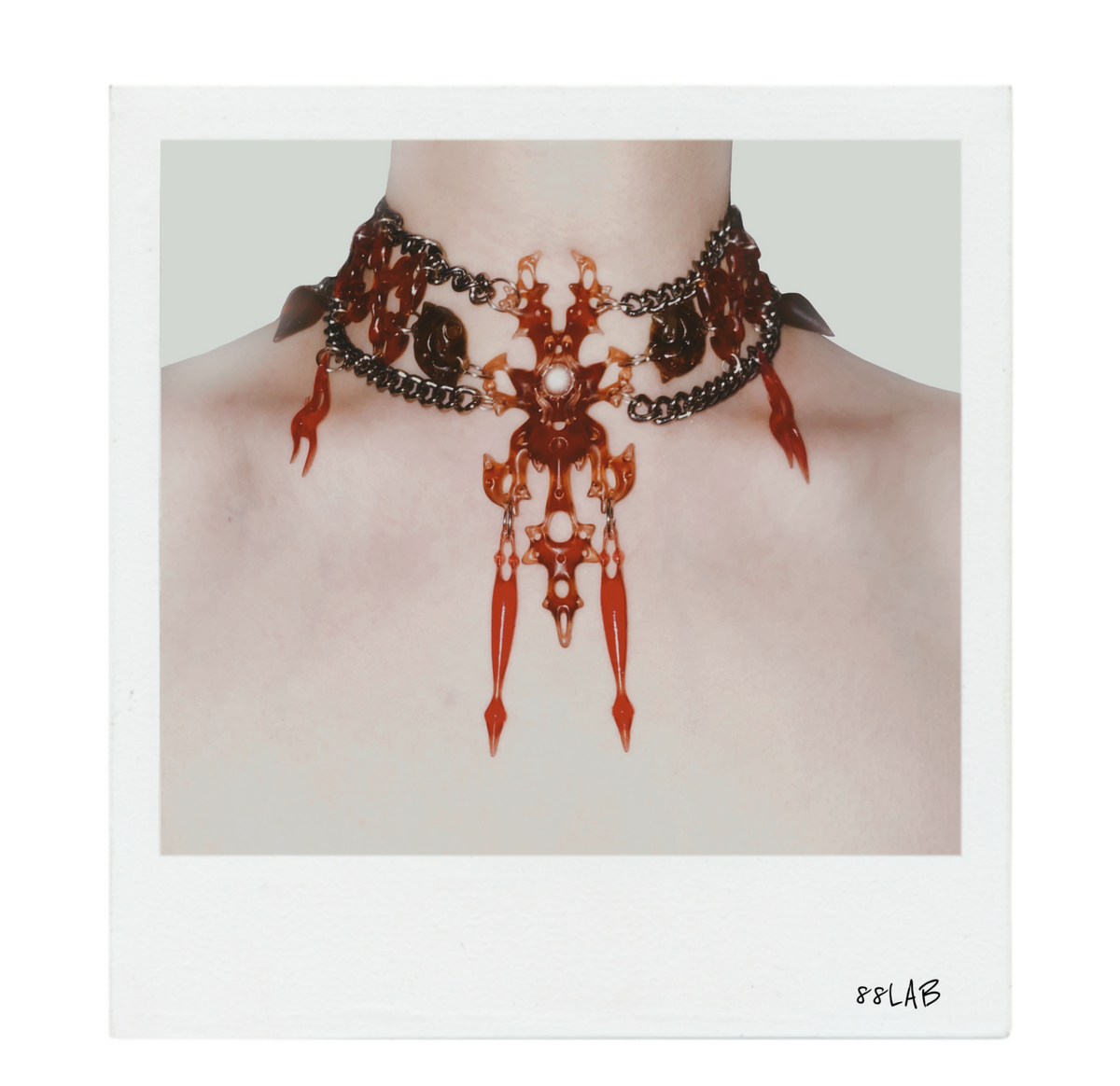 Hare Bone Choker in Red