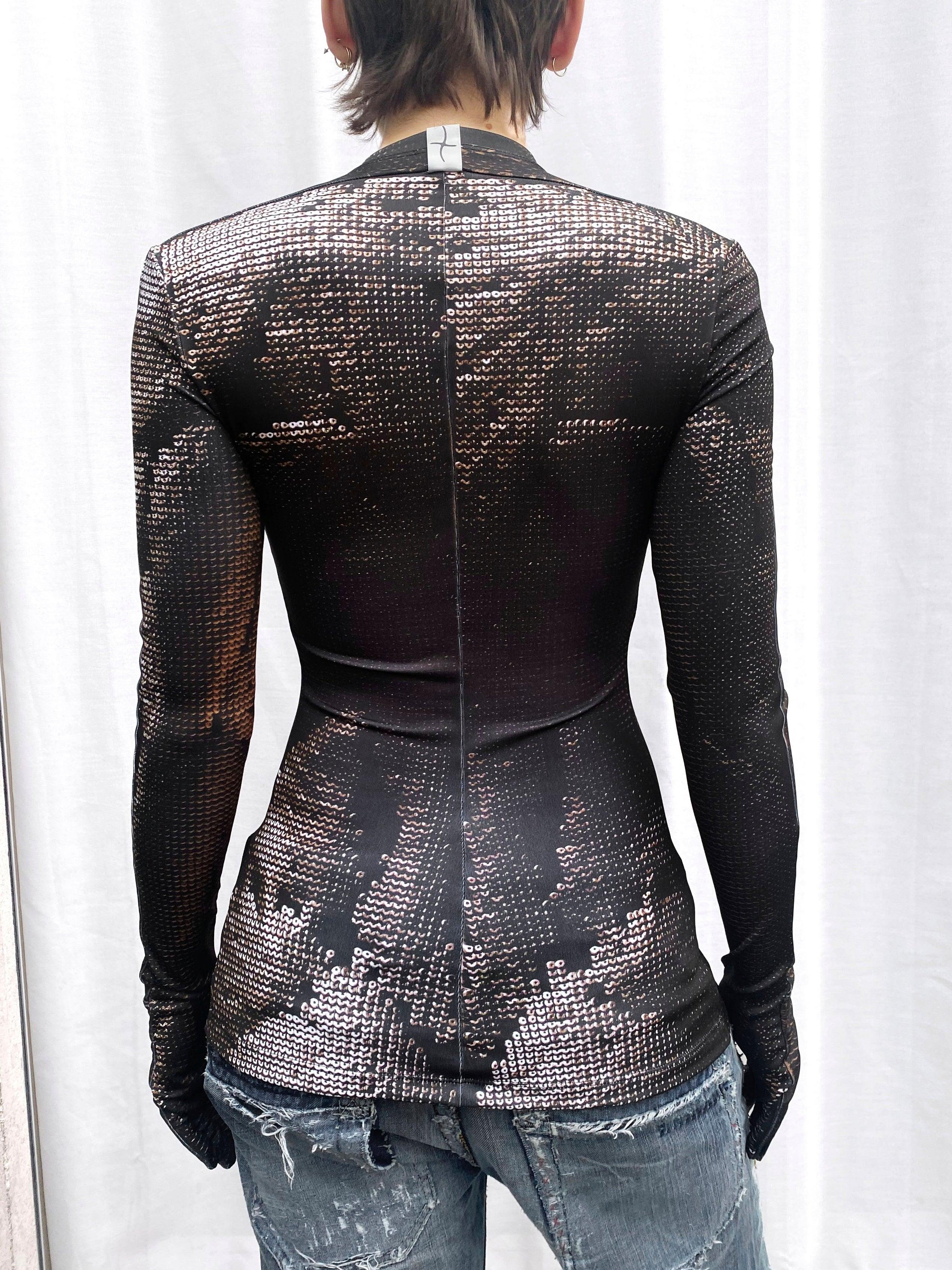 Pailletten-Muskel-Top mit Handschuhen