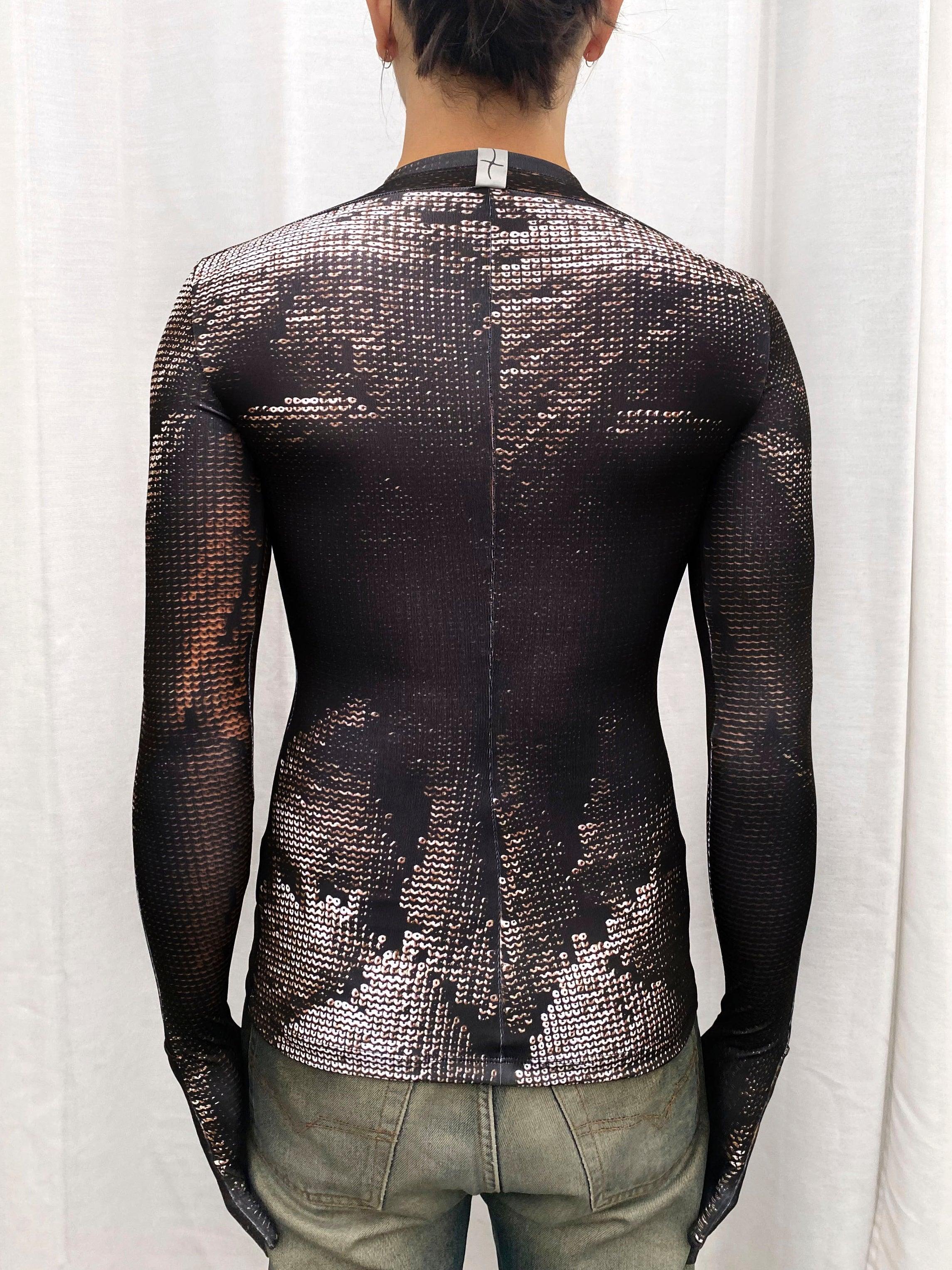 Pailletten-Muskel-Top mit Handschuhen