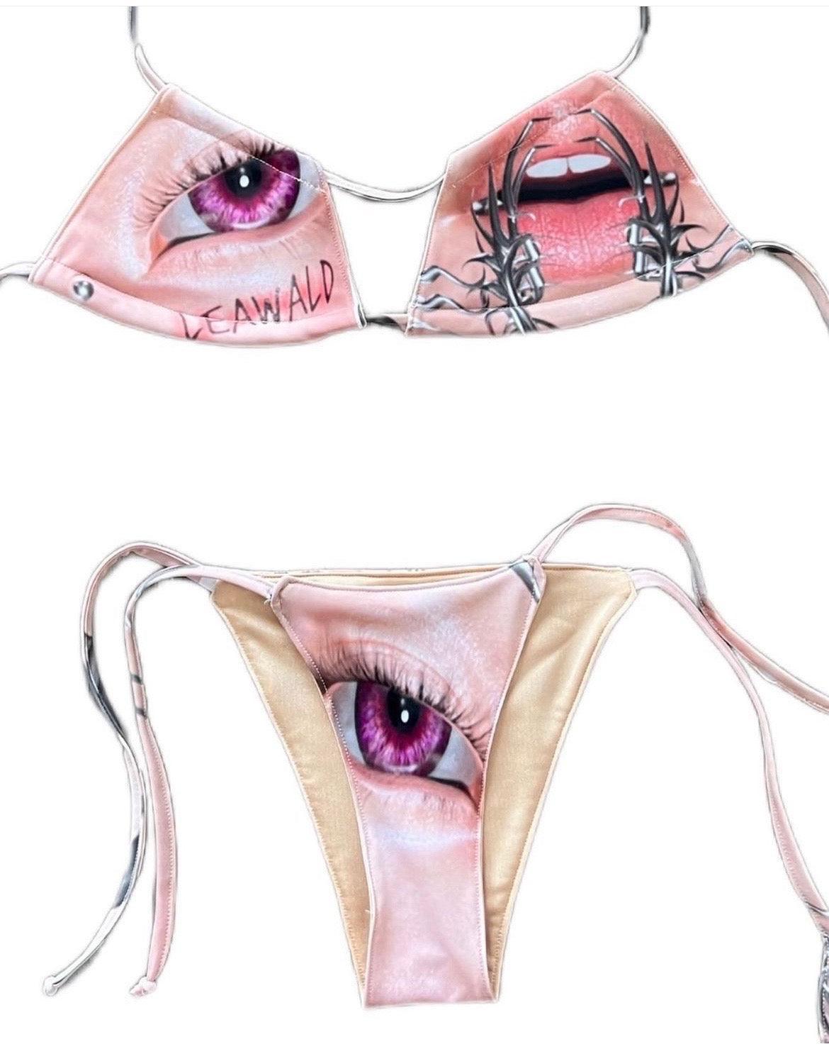 Tribal Face Bikini Bottom in Beige