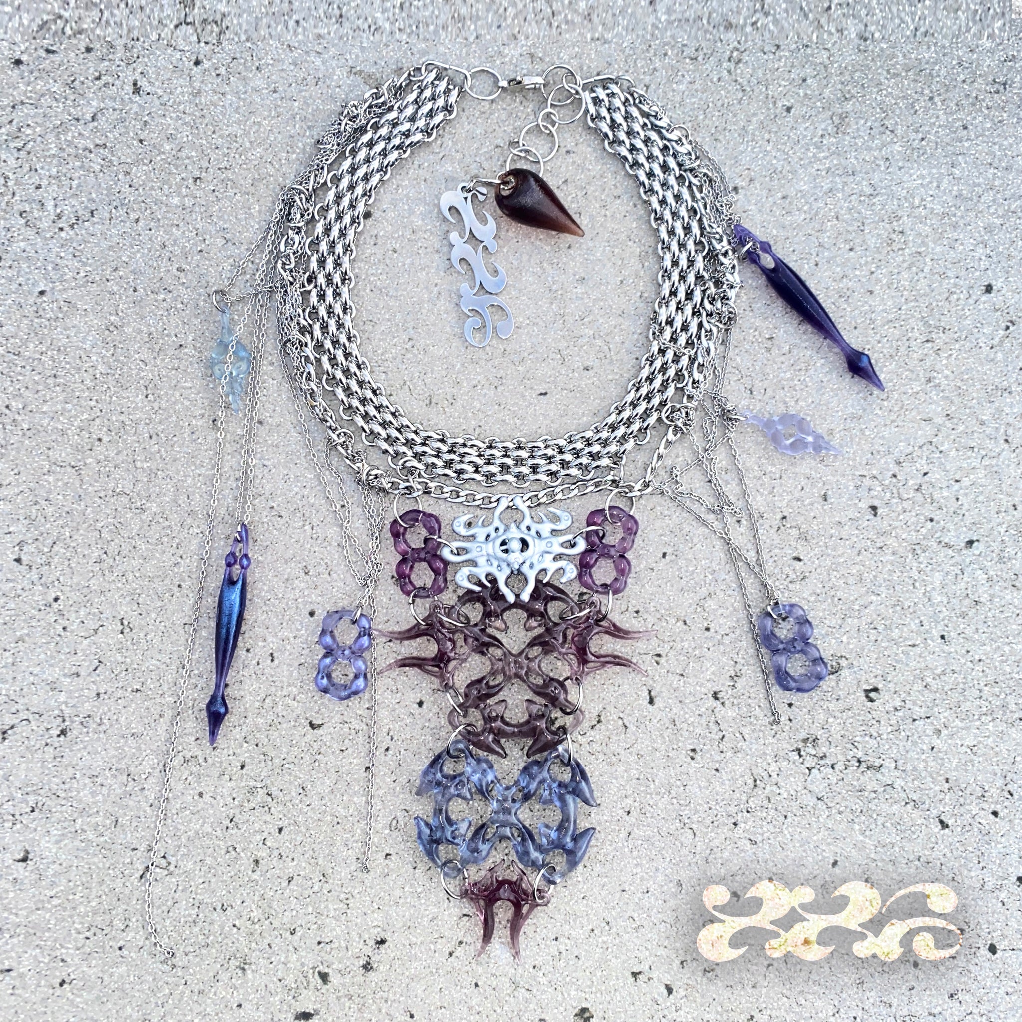 Purple Draping Joint Bone Necklace