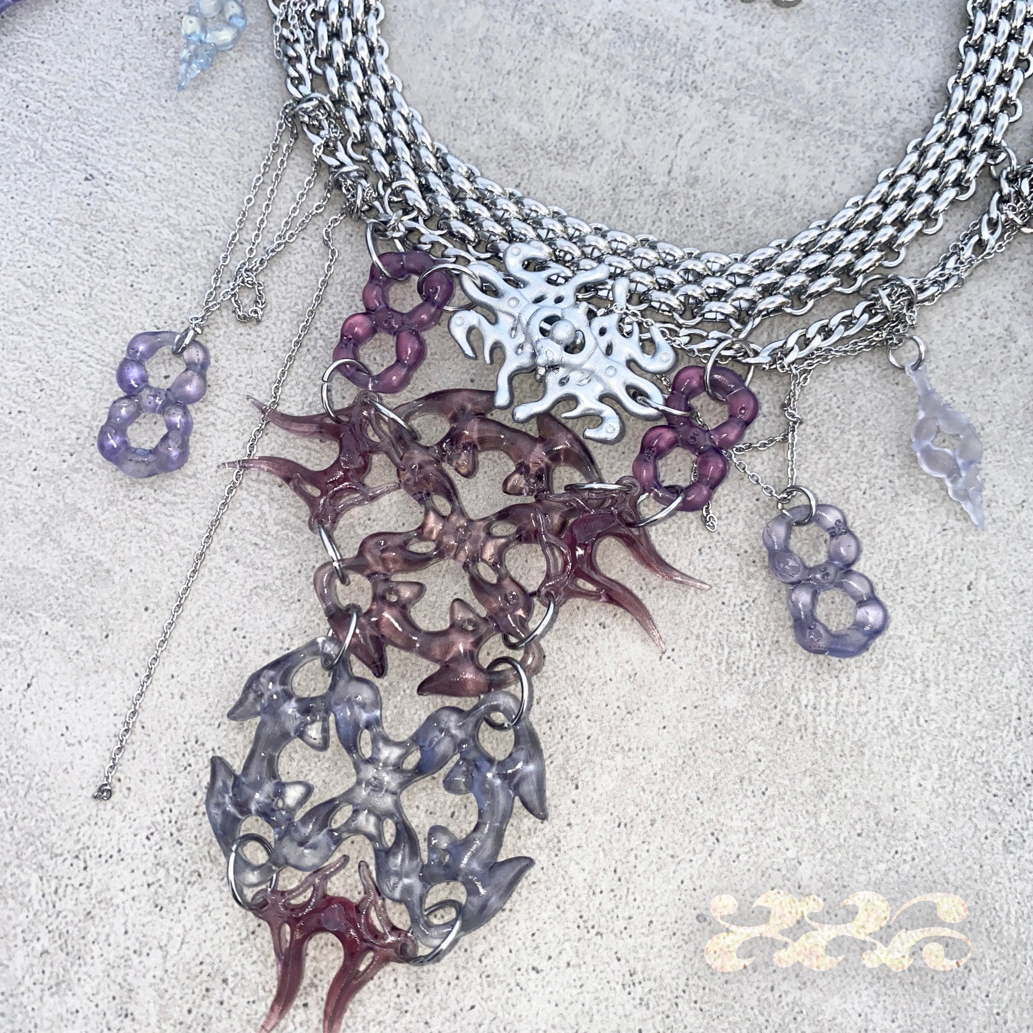Purple Draping Joint Bone Necklace
