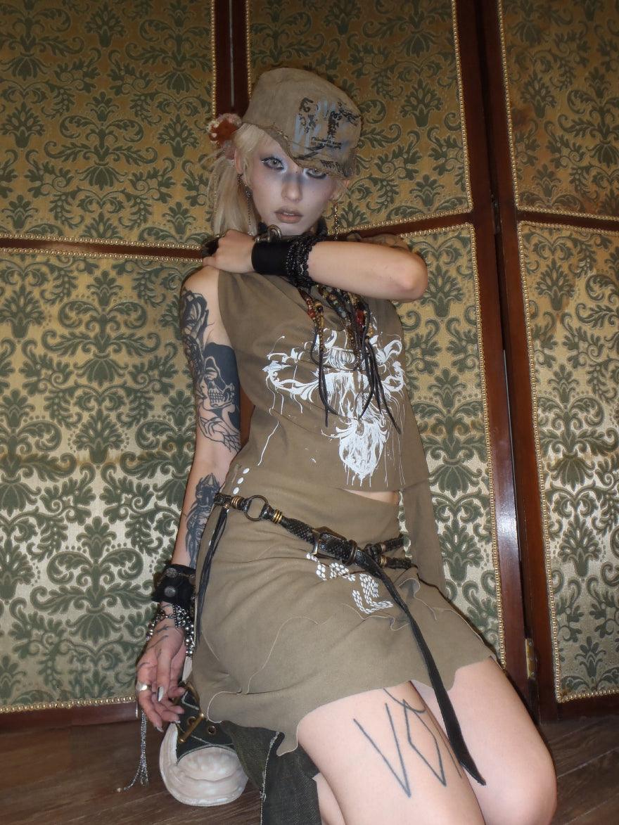 Self Cross Patchwork Skirt