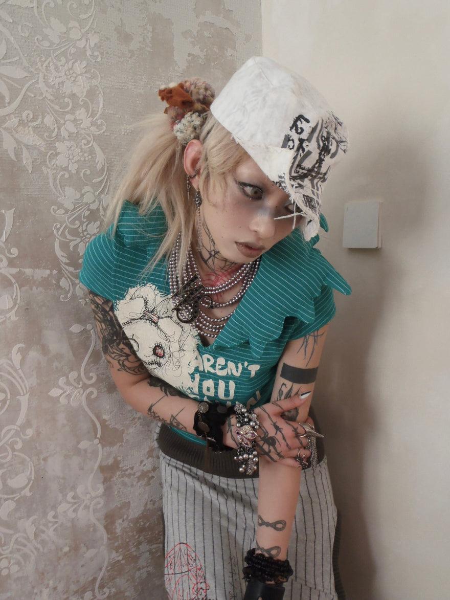 NOWAR 모양 플랫 브림 캡