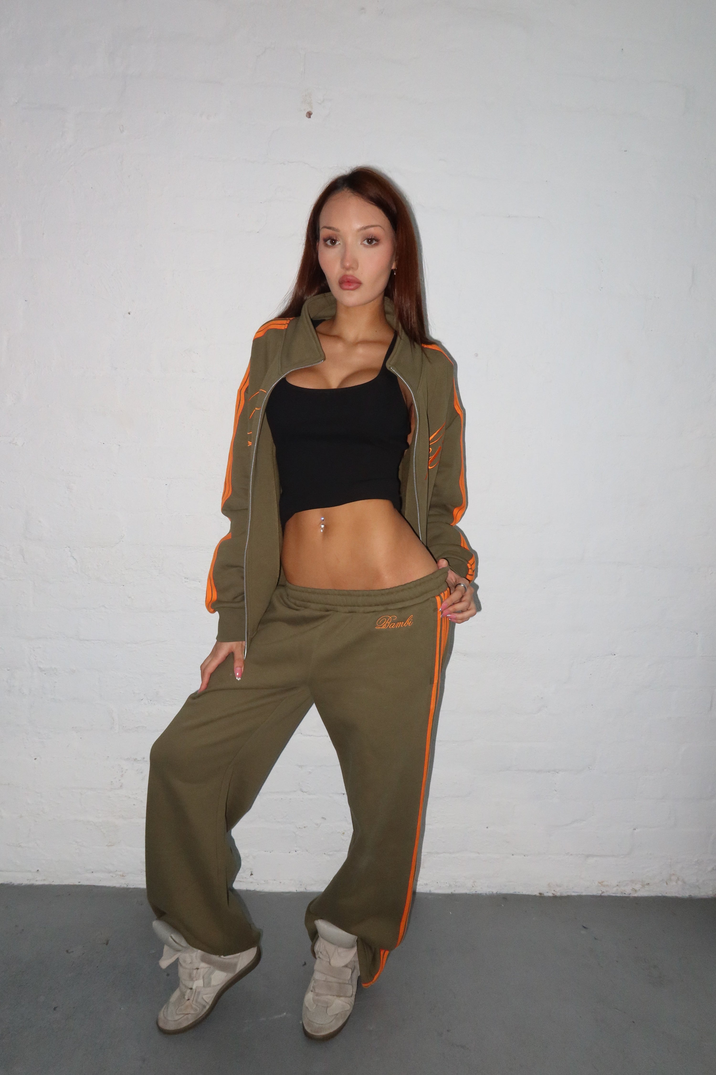 Lola Stripe Track Pant in Khaki