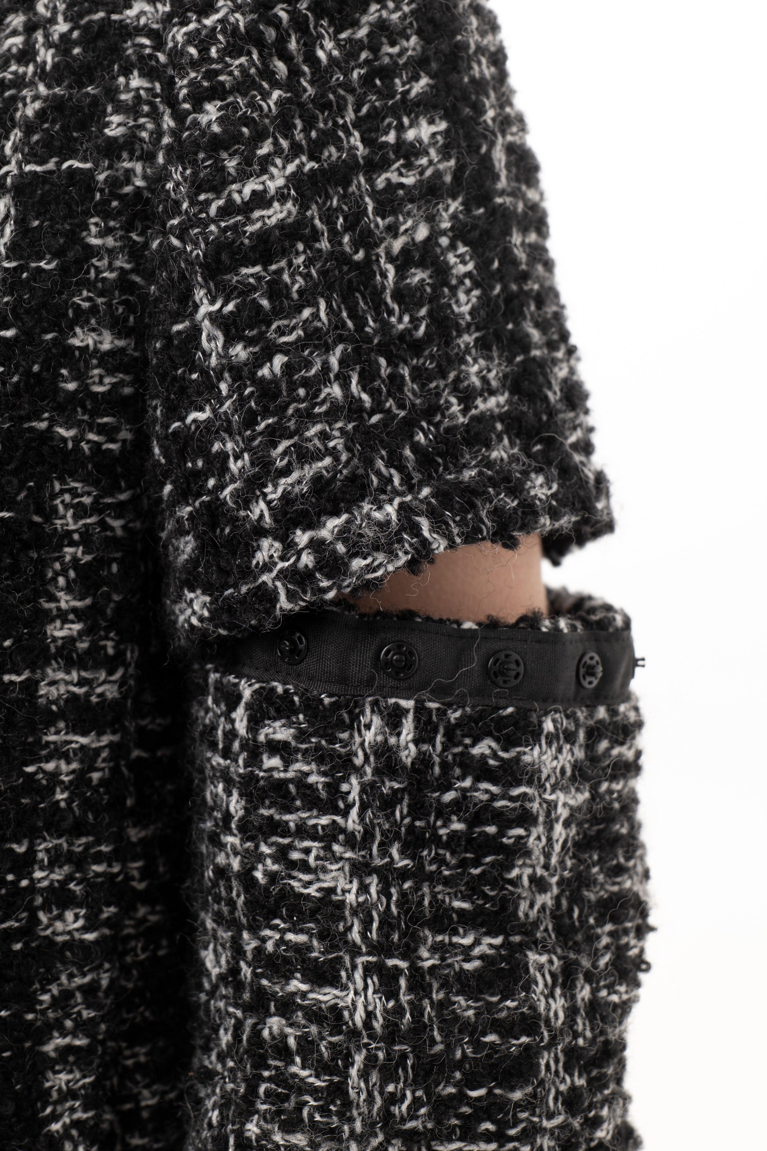 탈부착 가능한 슬리브 수트 재킷 트위드