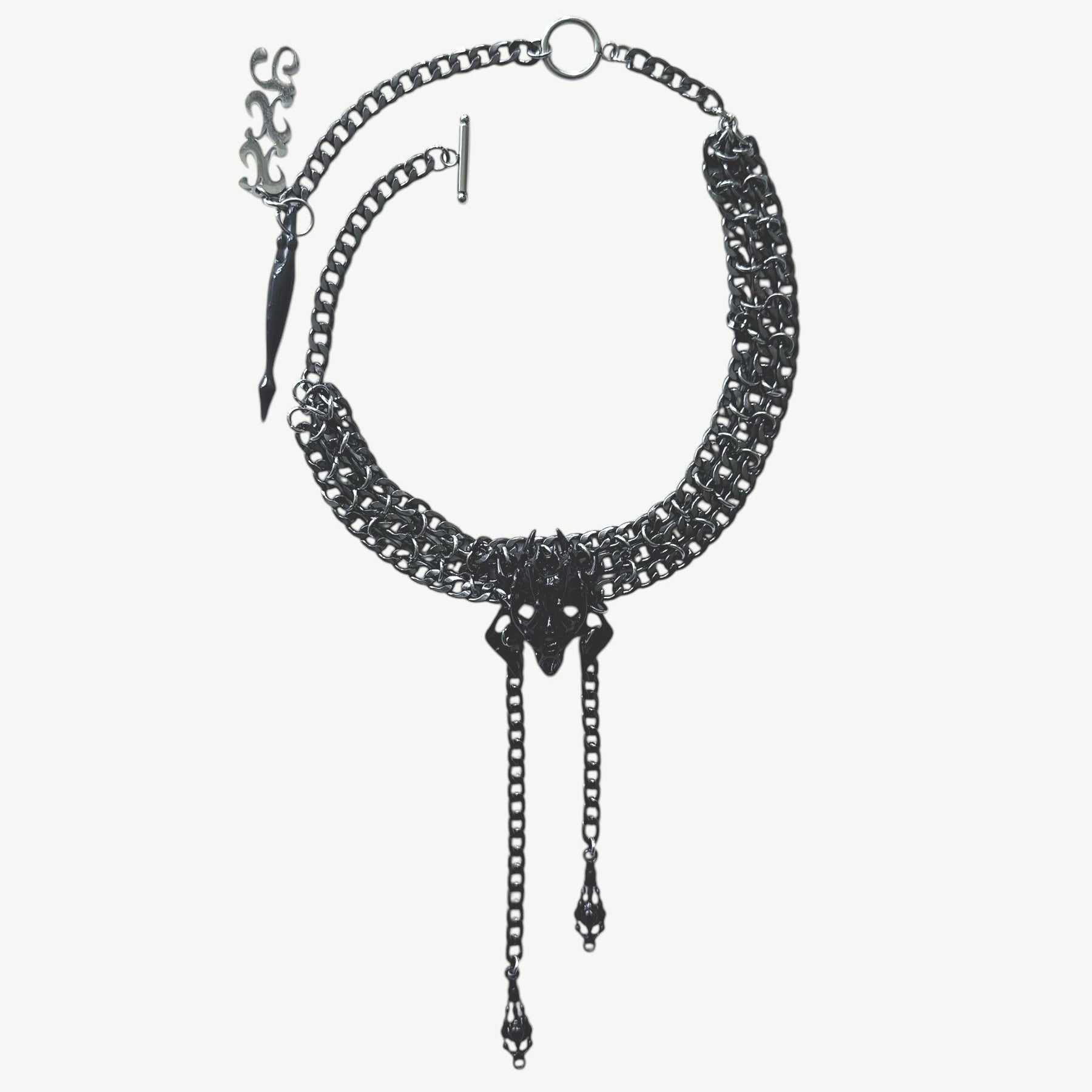 Knights Square Bone Chain Choker