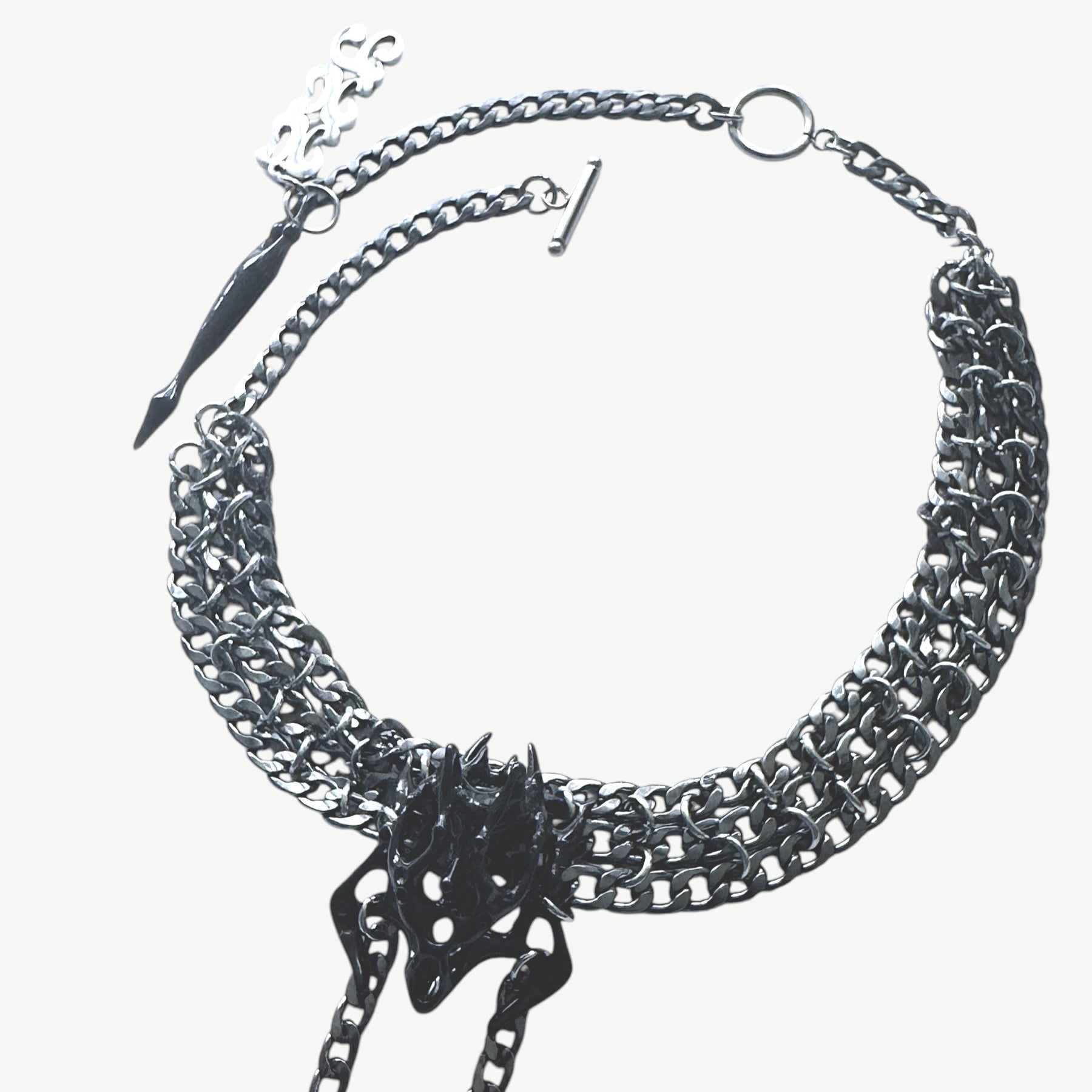 Knights Square Bone Chain Choker