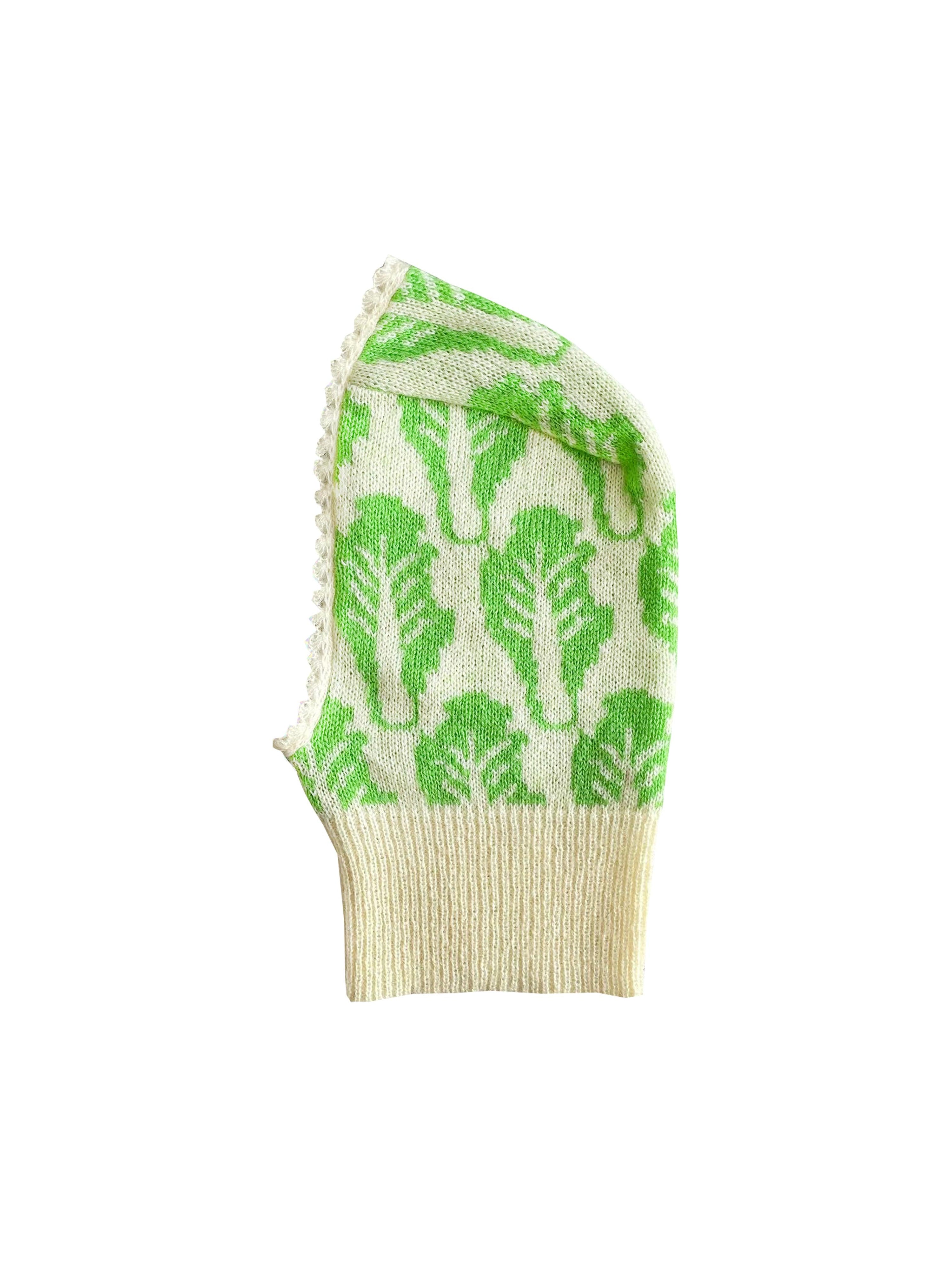 Printed Balaclava in Green Lettuce