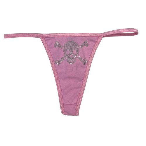 The Skull Thong in White with Pink Skull