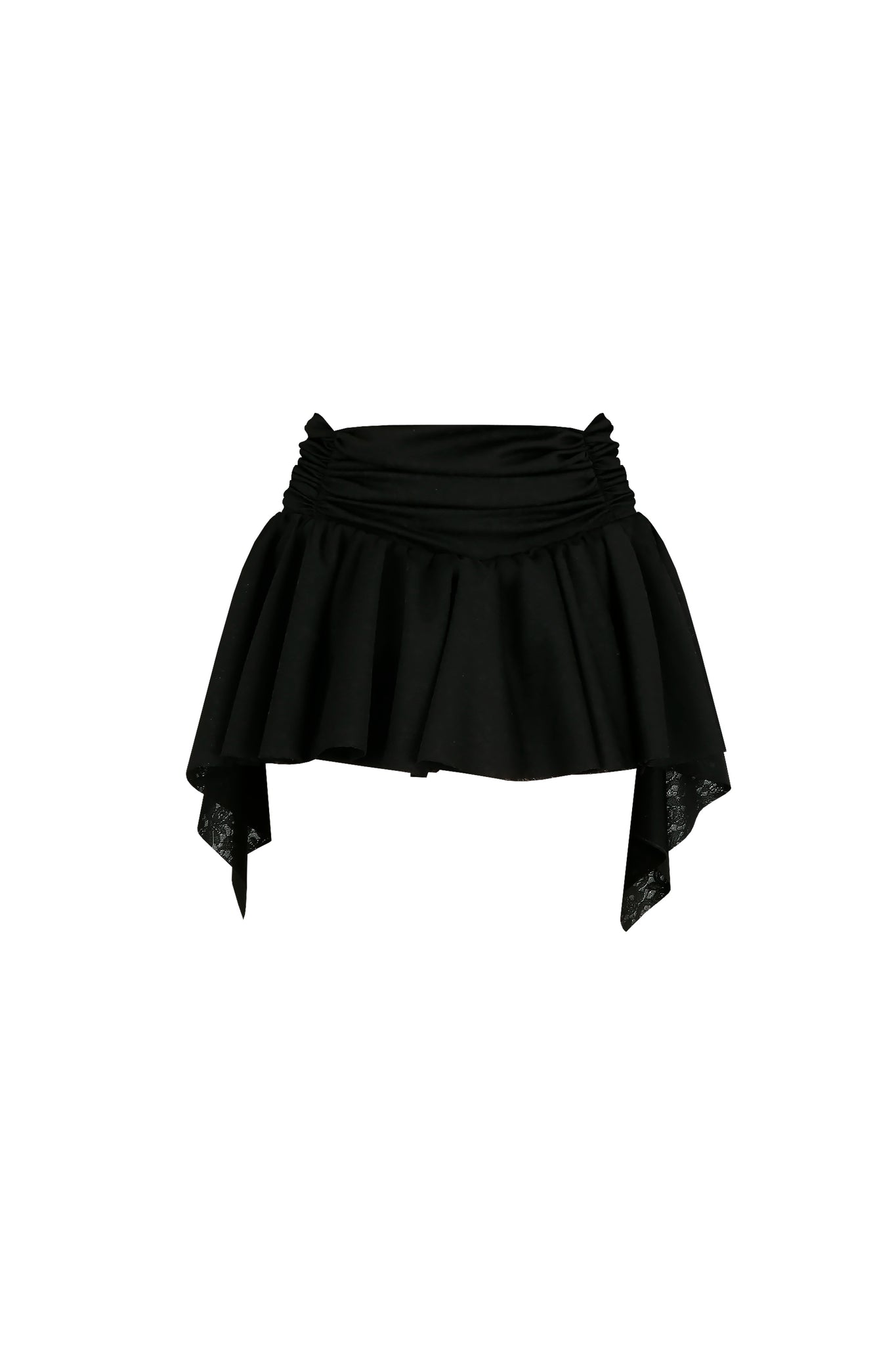 Black Lace Shirring Skirt