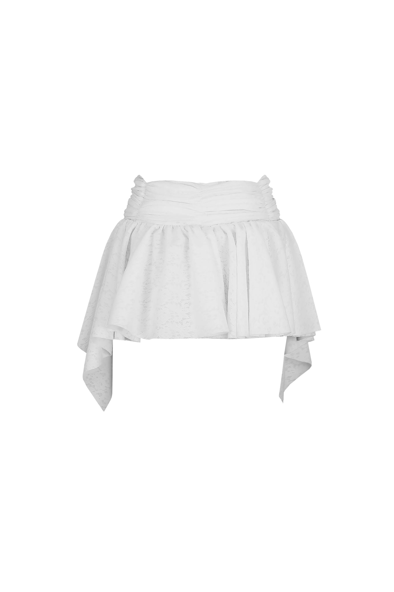 White Lace Shirring Skirt