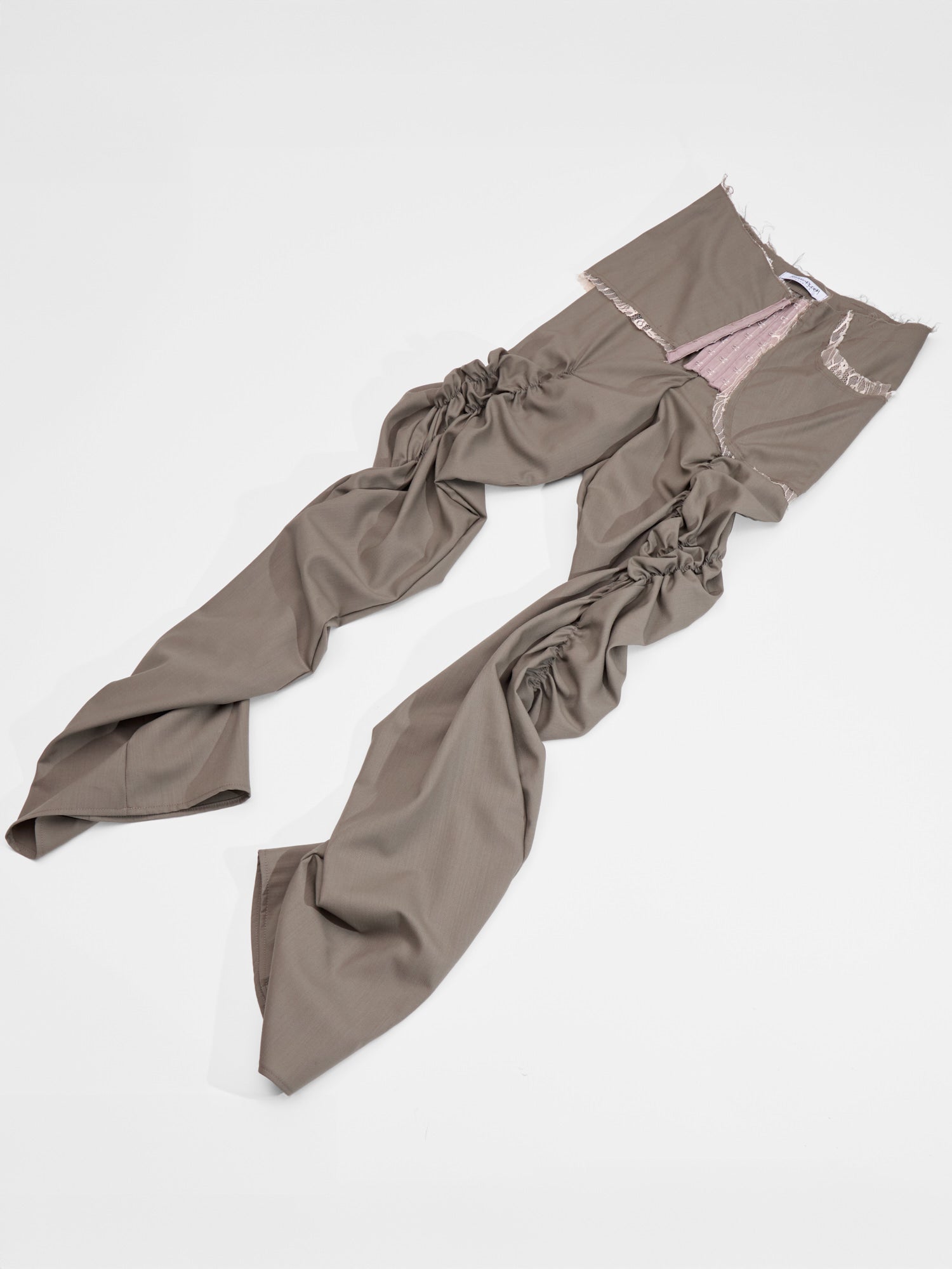 Twisted Wool Trousers in Taupe