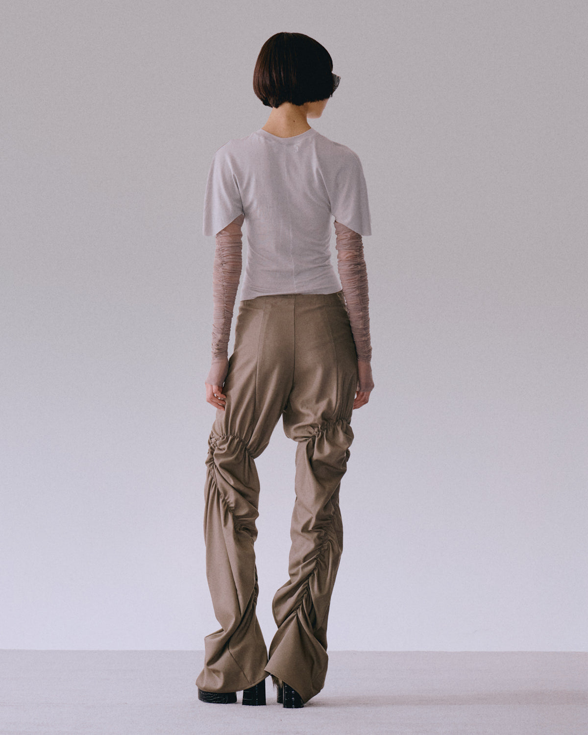 Twisted Wool Trousers in Taupe