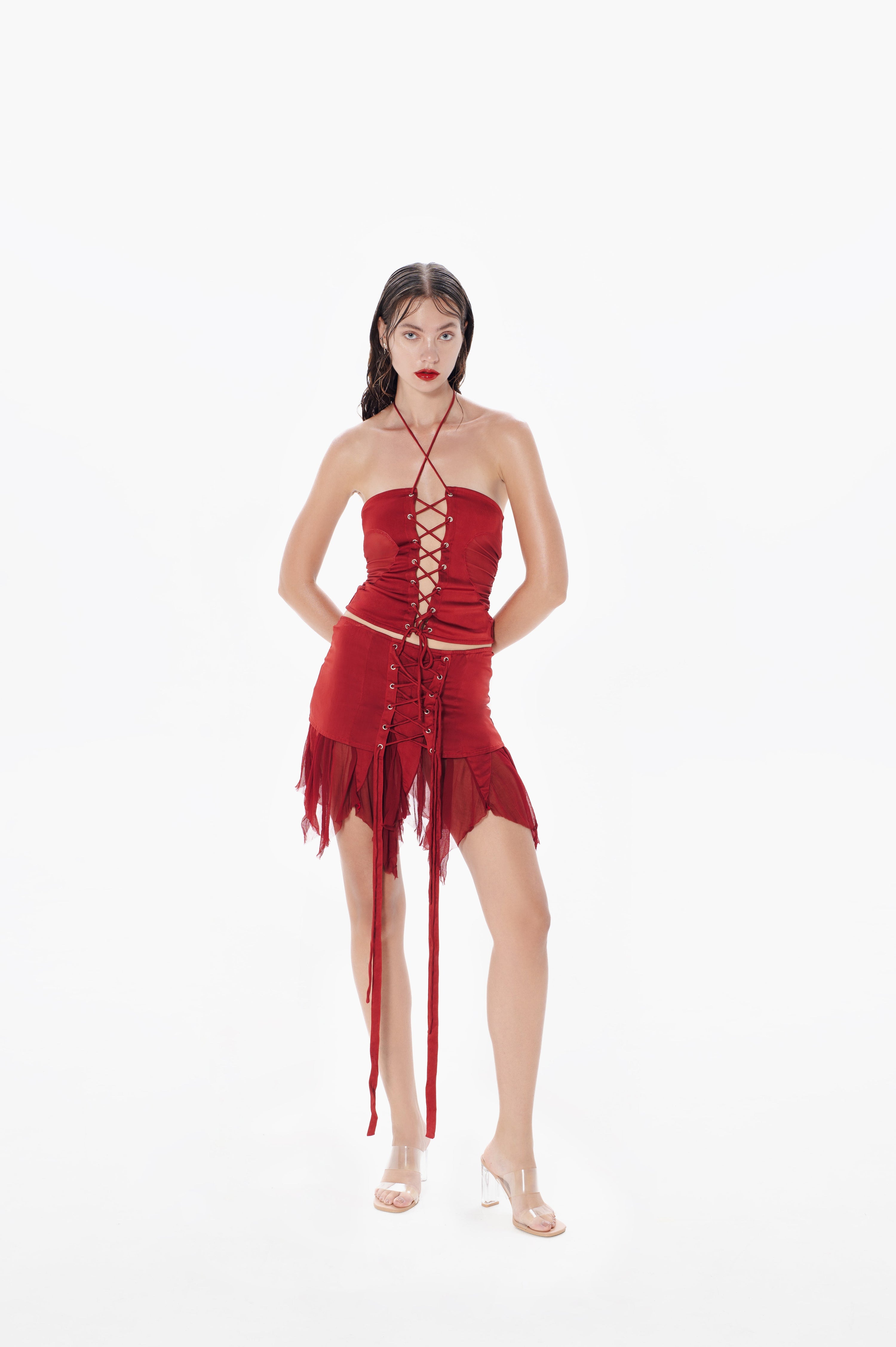 Gathered Heart Top in Red