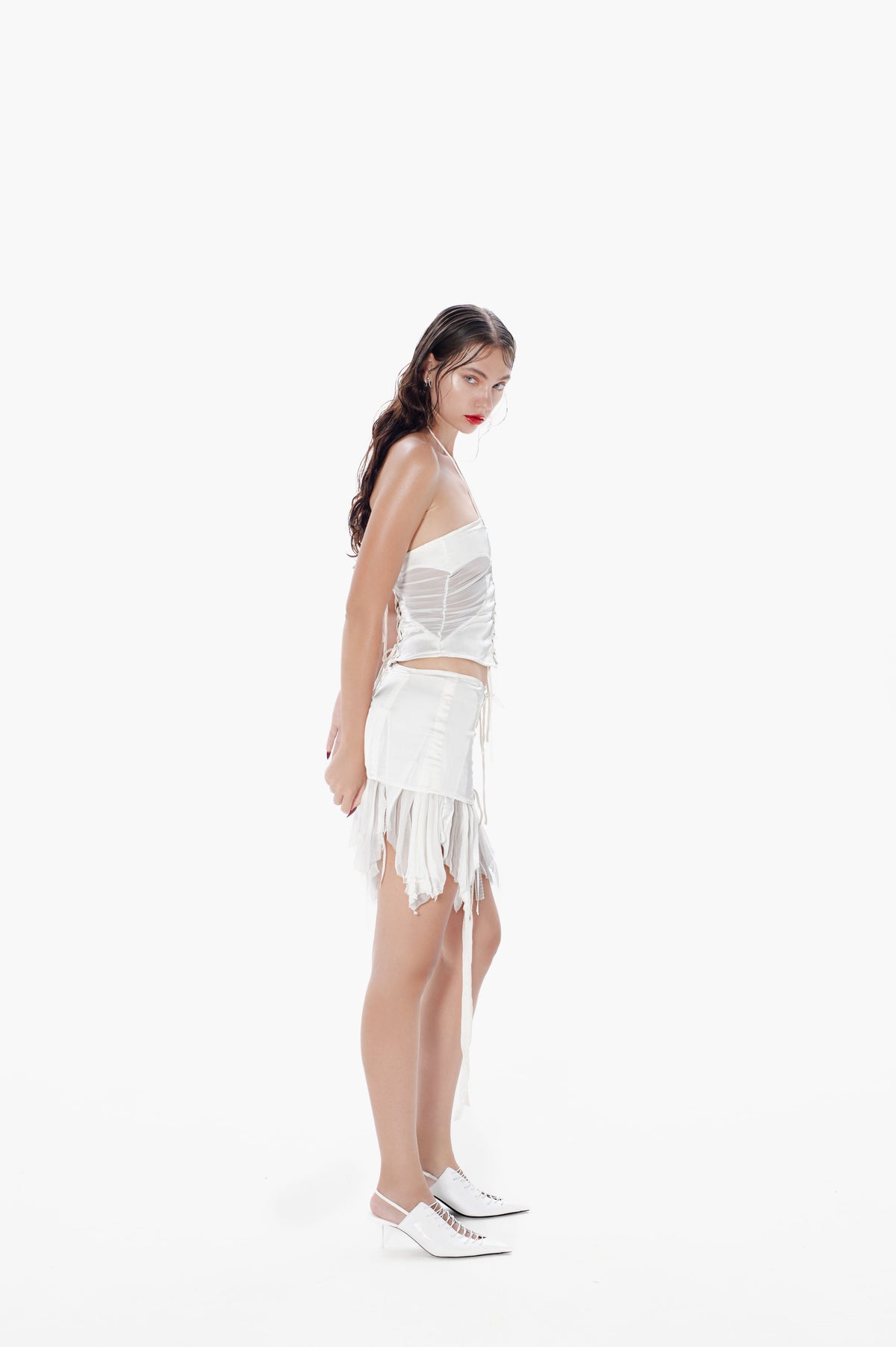 Gathered Heart Top in White