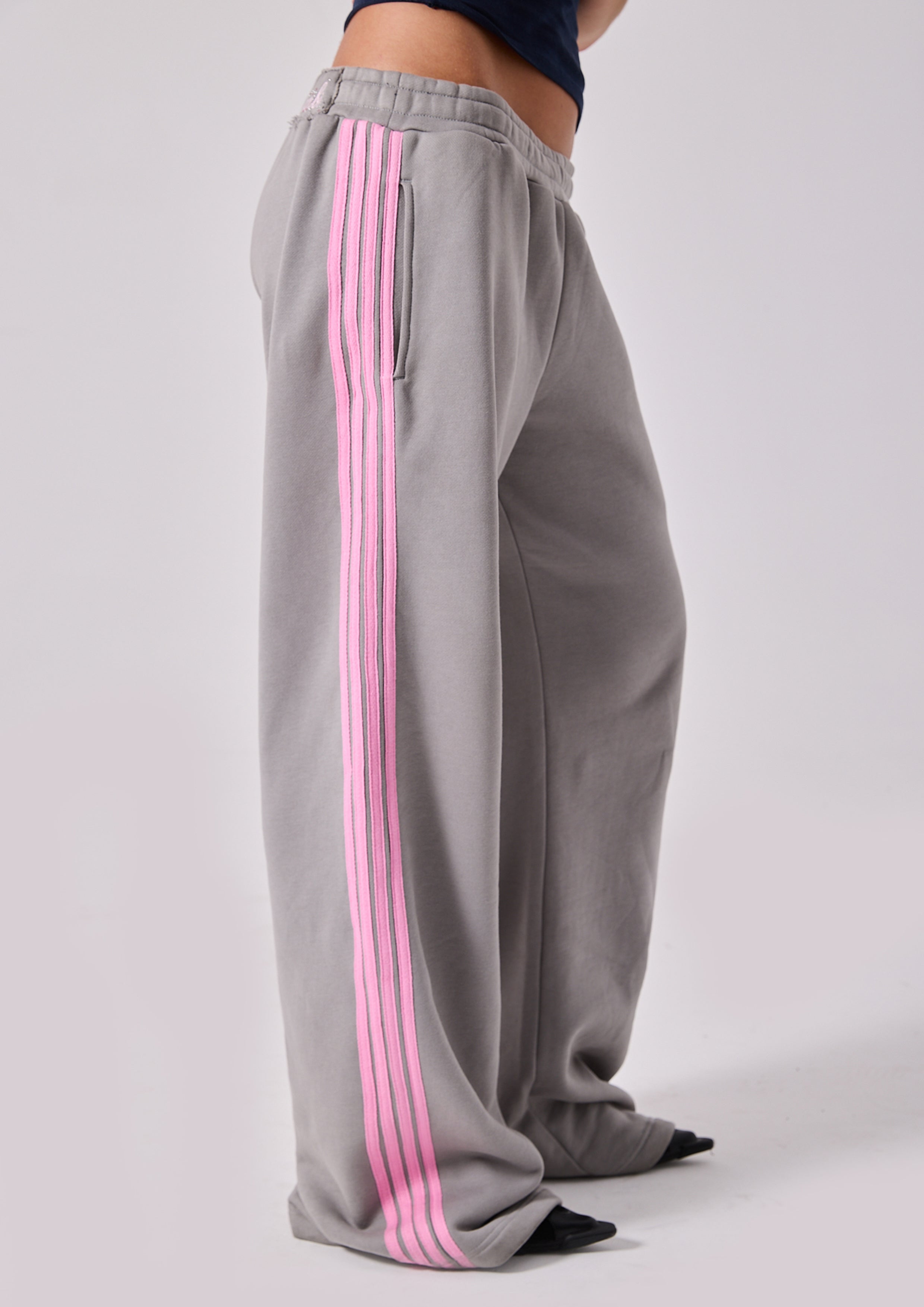 Lola Stripe Track Pant in Grey