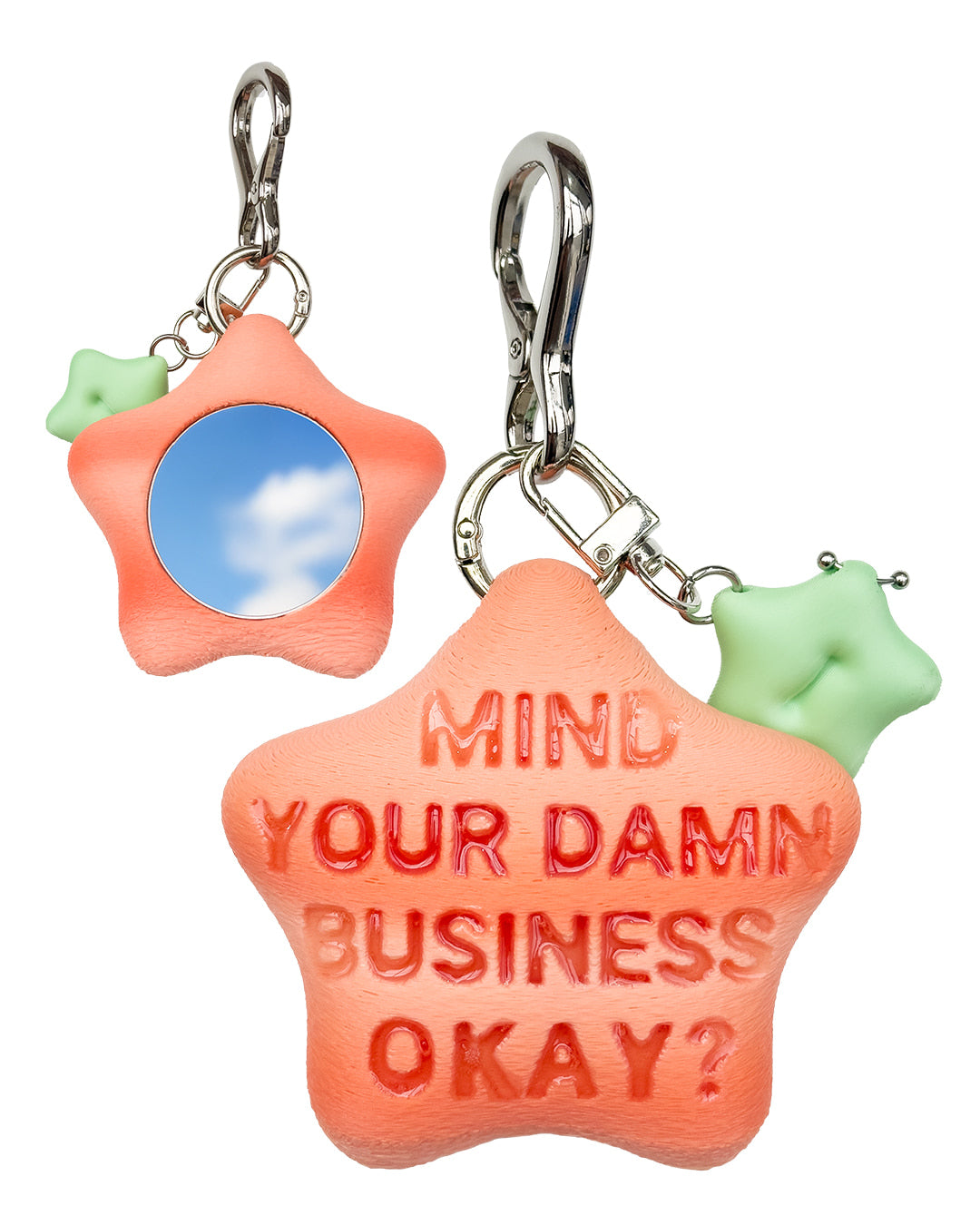 Mind Ur Business Mirror Keychain in Orange