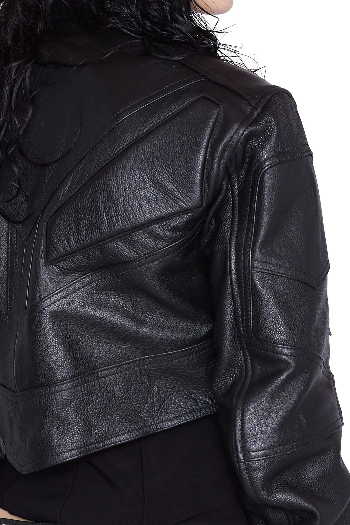 Cropped Moto Leather Jacket