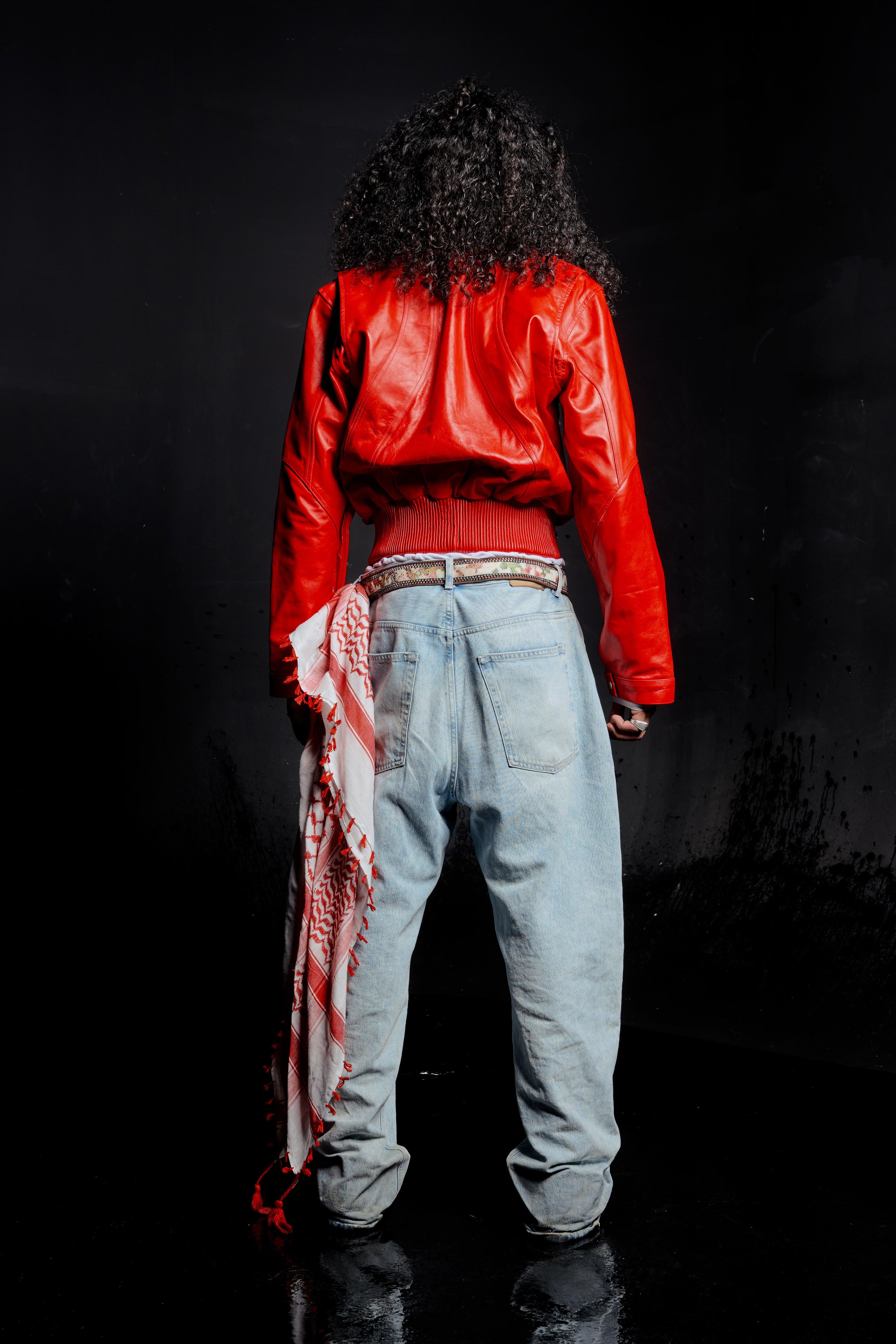 ジャケット・アウター ANATOMICA LOAFER JACKET RED CHECK Men's Red Genuine Sheepskin Biker Jacket-Classic Stand