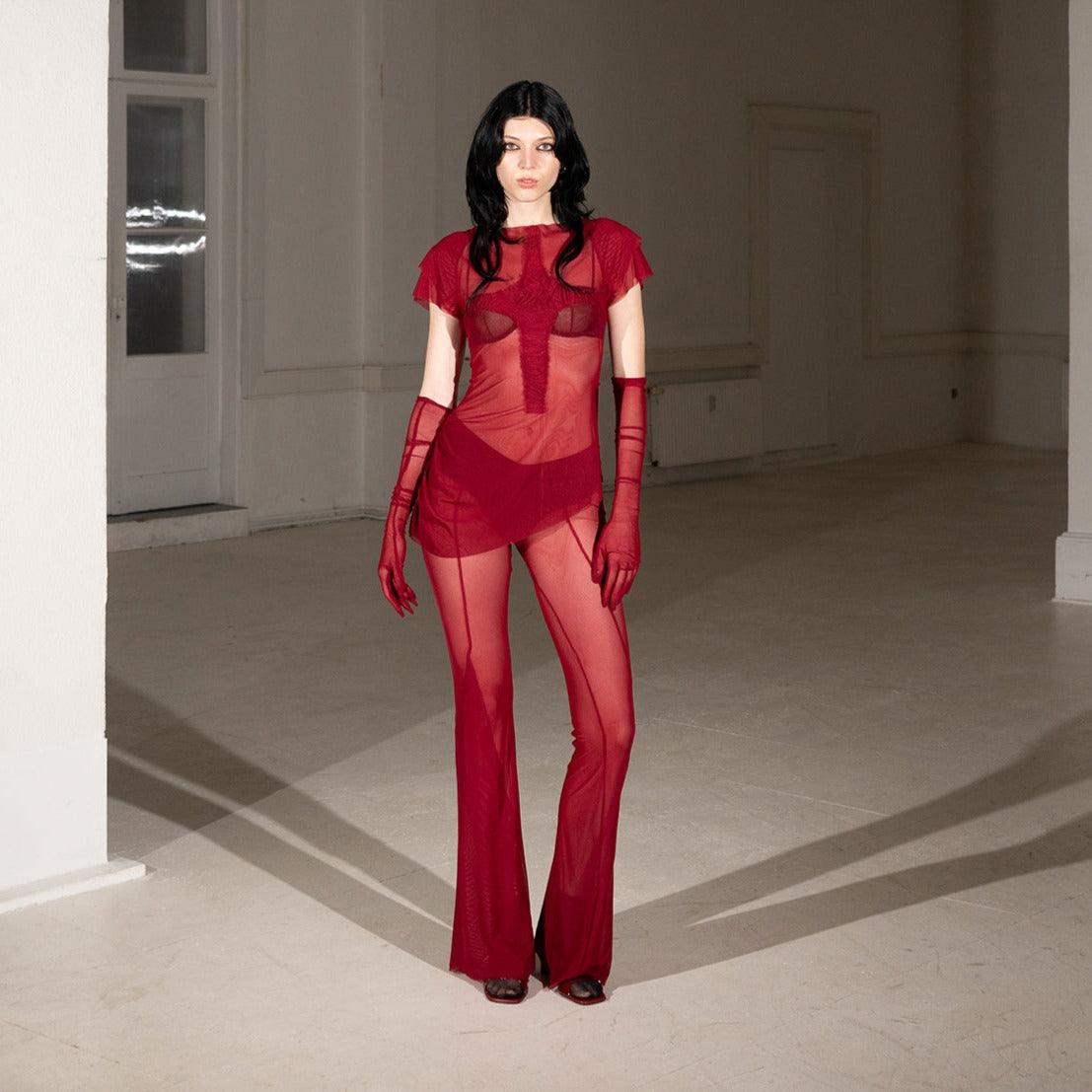 Dark Cherry Mesh Top