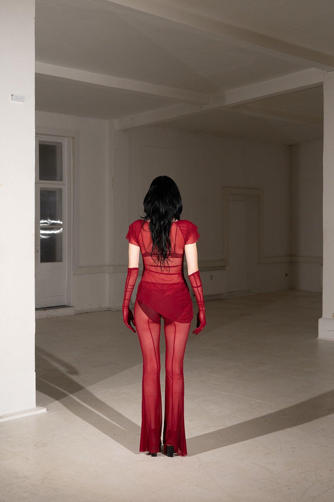 Dark Cherry Mesh Top