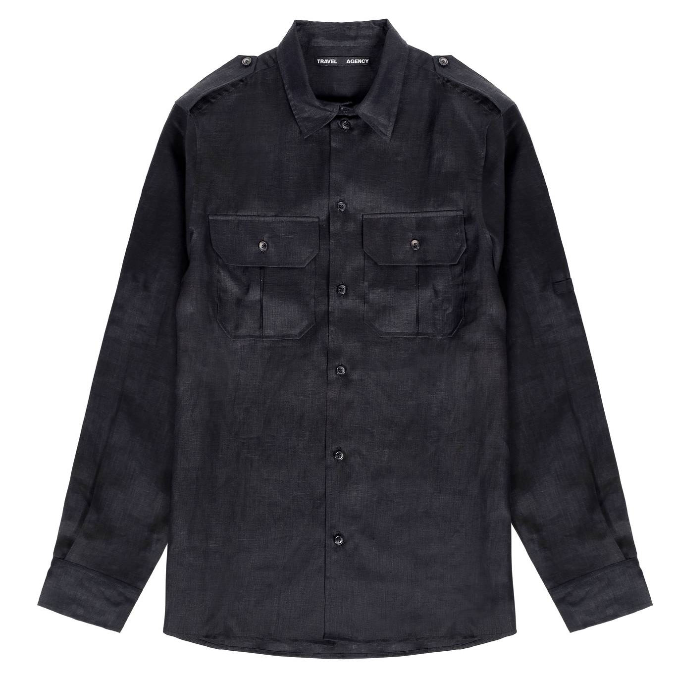 Mingus Work Shirt in Shadow Silk Black Linen