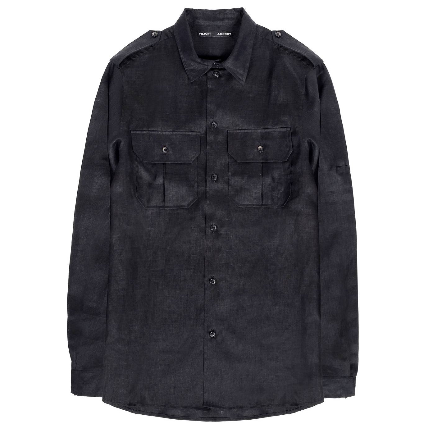 Mingus Work Shirt in Shadow Silk Black Linen