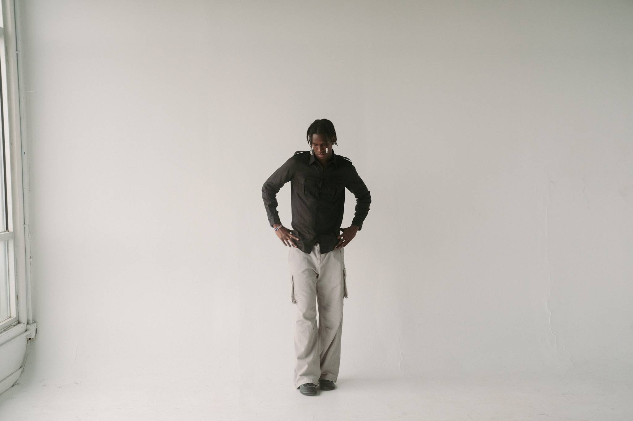 Mingus Work Shirt in Shadow Silk Black Linen